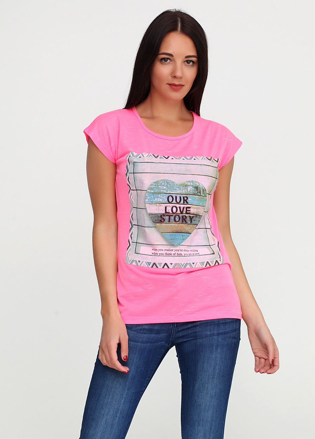 Кислотно-розовая летняя футболка Kafkame
