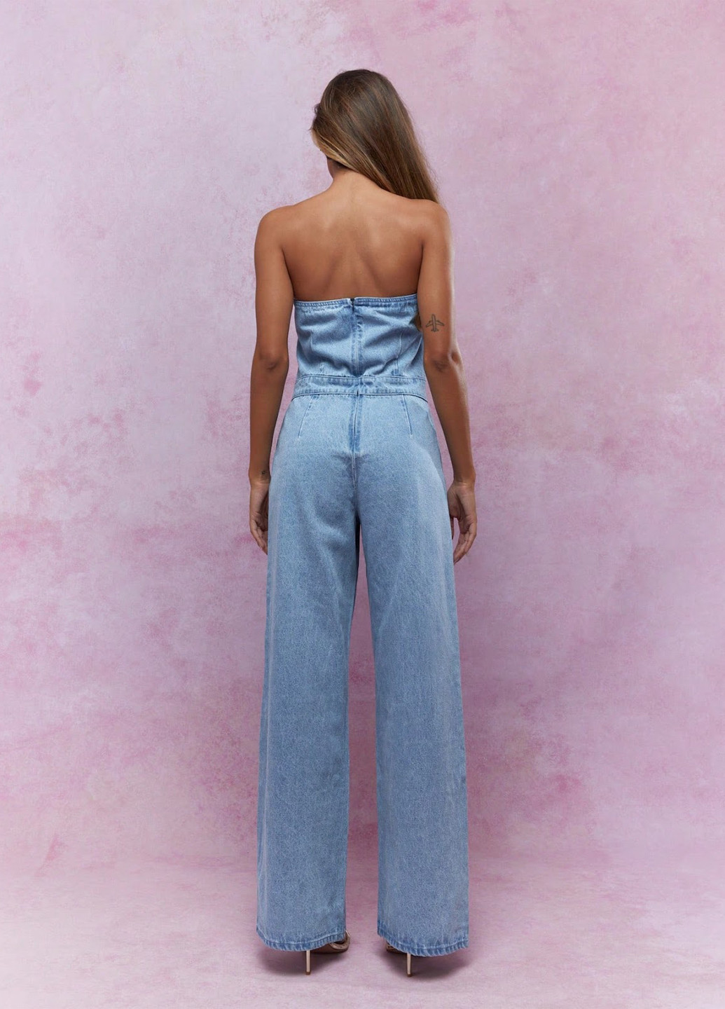 Комбінезон SHEIN комбінезон-брюки варенка блакитний джинсовий бавовна