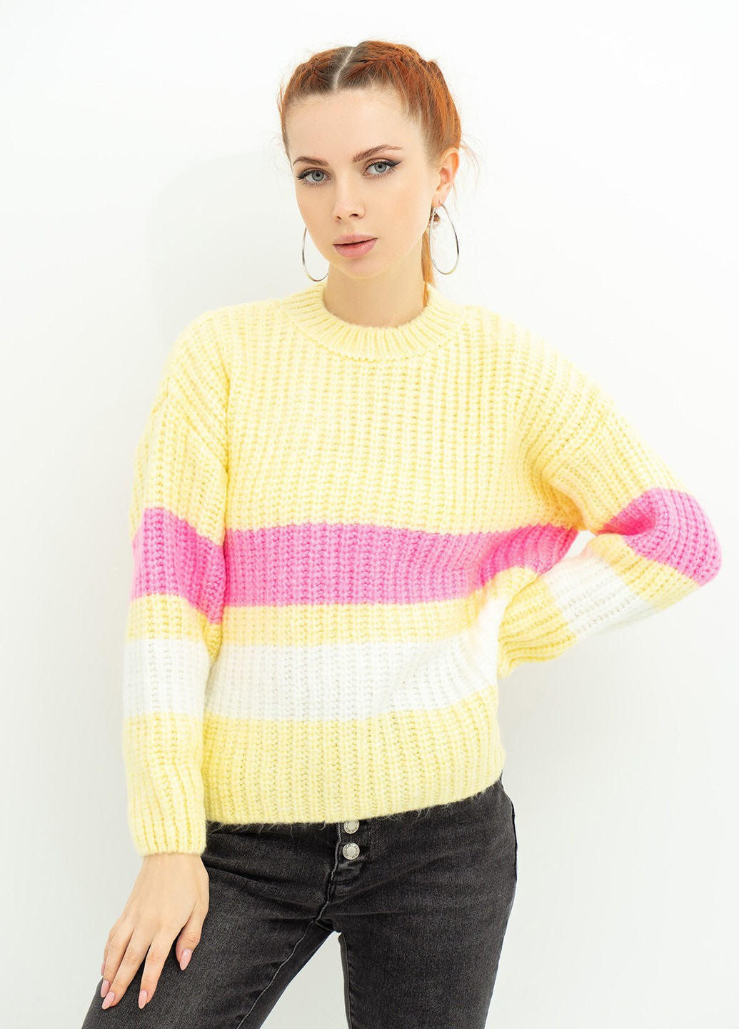 Жовтий зимовий светр жіночий джемпер ISSA PLUS WN20-383
