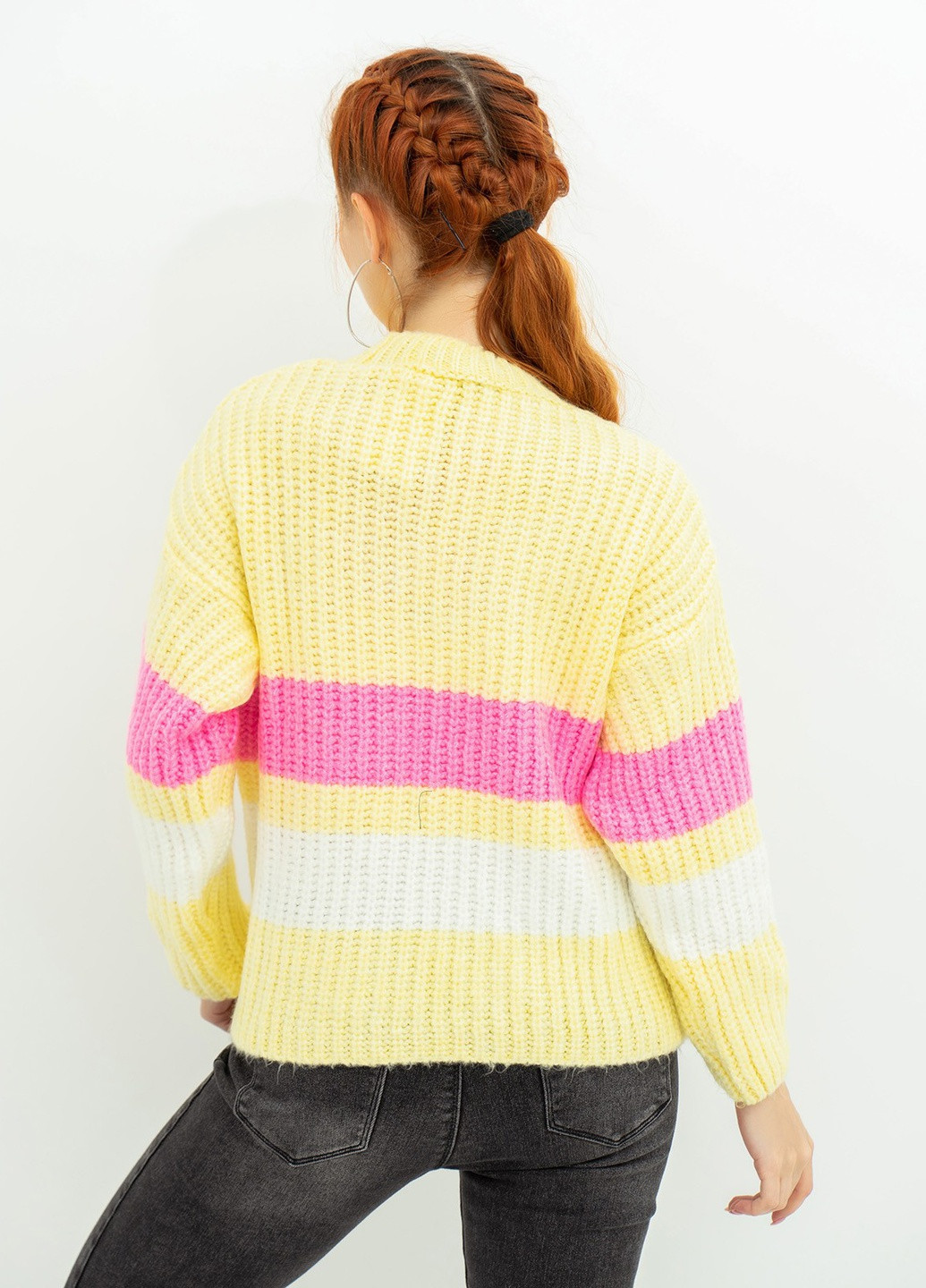 Жовтий зимовий светр жіночий джемпер ISSA PLUS WN20-383