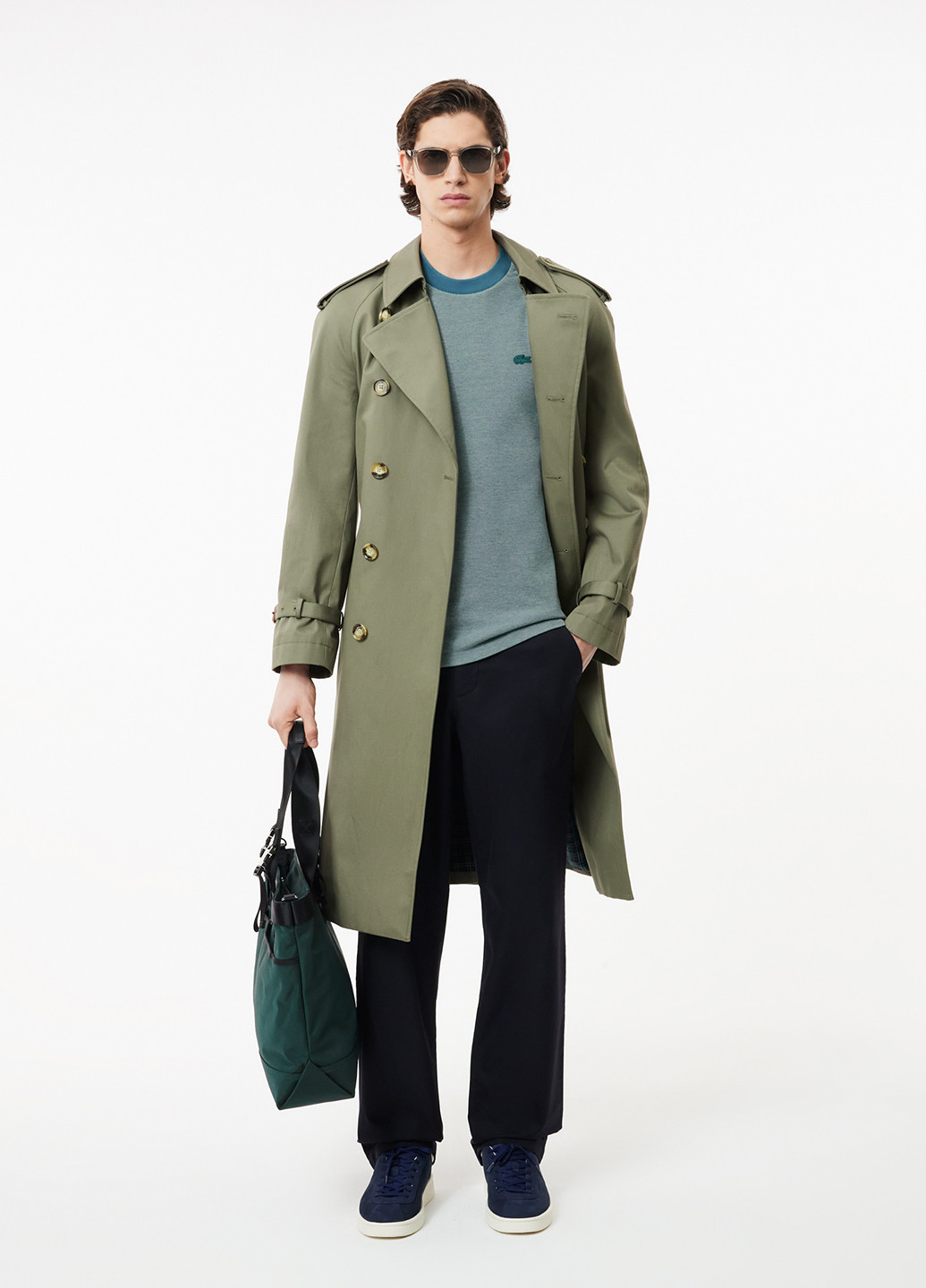 Серо-зеленая футболка Lacoste