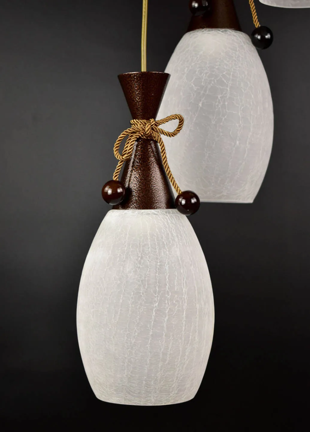 Люстра потолочная подвесная на 3 лампочки 11322/3 Коричневый 50х35х35 см. Handmade (234539915)