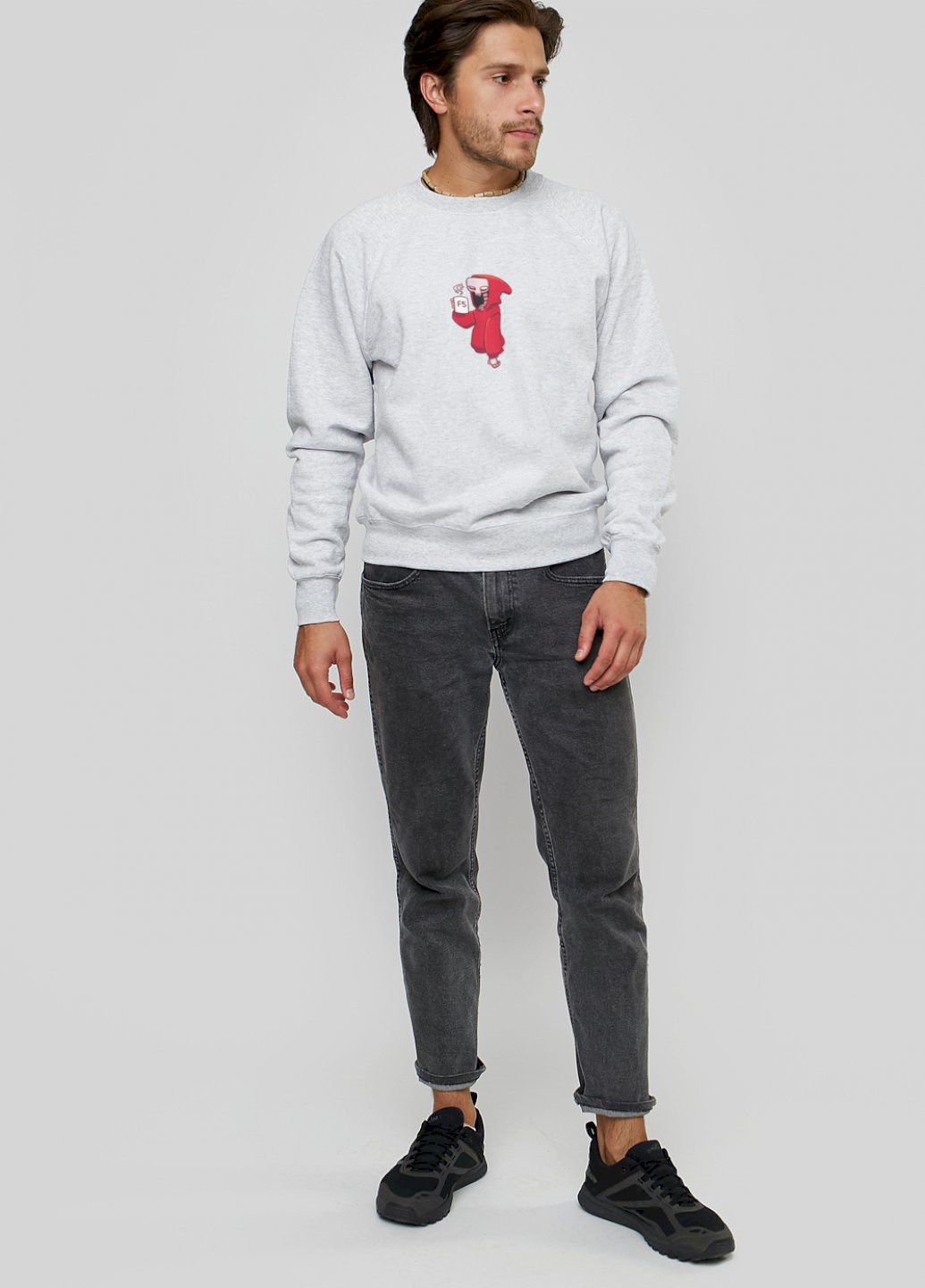 Сірий світшот чоловічий YAPPI малюнок (251424262)