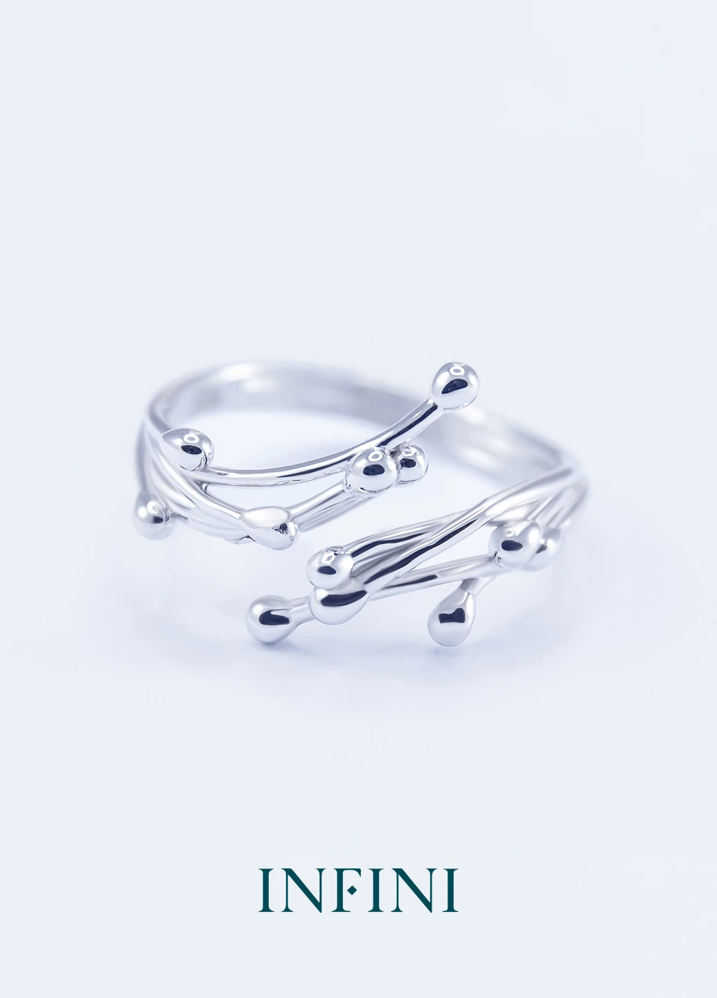 Кольцо серебряное Infini с каплями (246597075)
