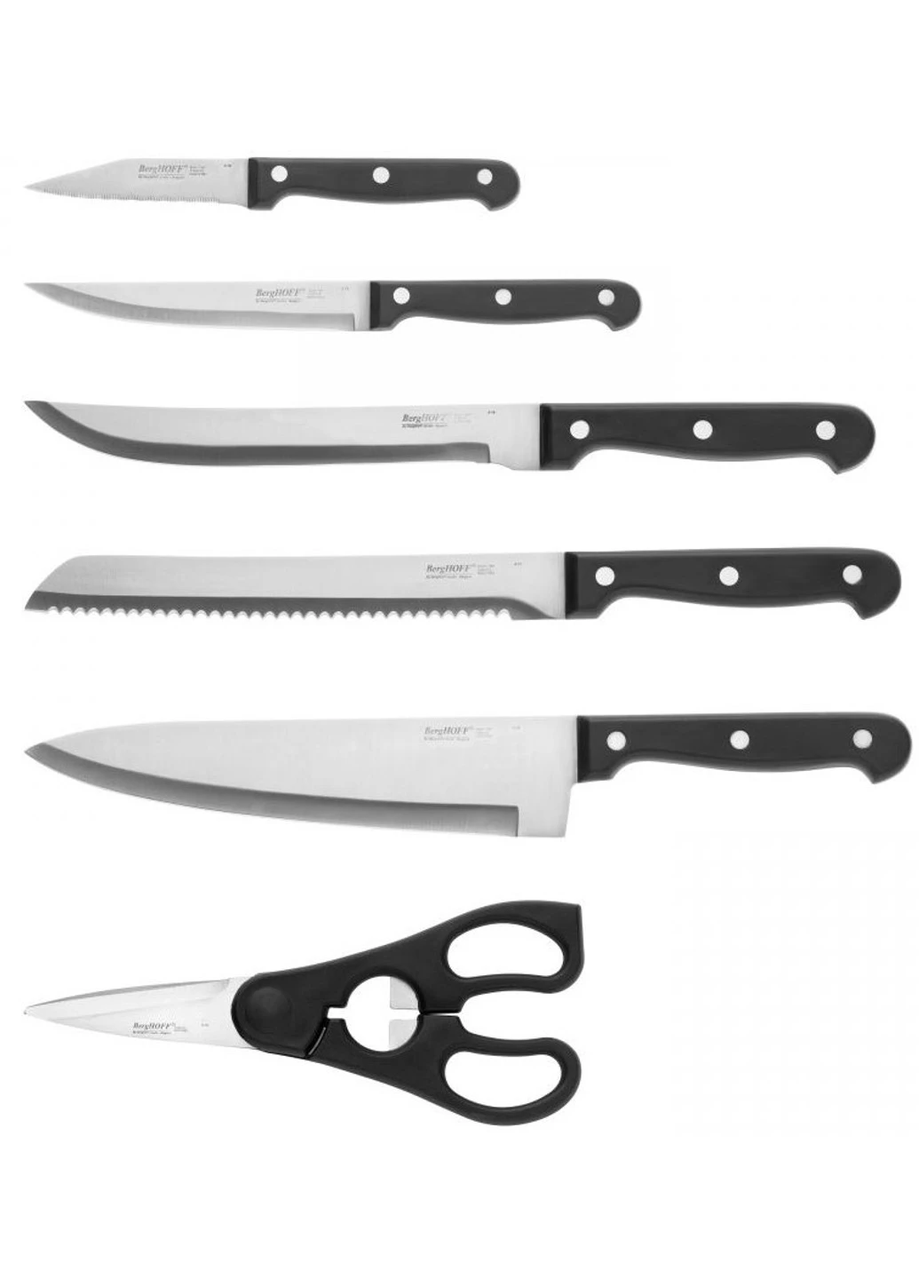 Набор ножей Essentials Quadra Duo 7 предметов BergHoff чёрные, нержавеющая сталь