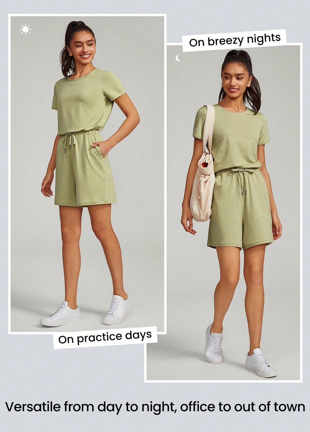 Комбінезон SHEIN комбінезон-шорти однотонний оливковий спортивний поліестер