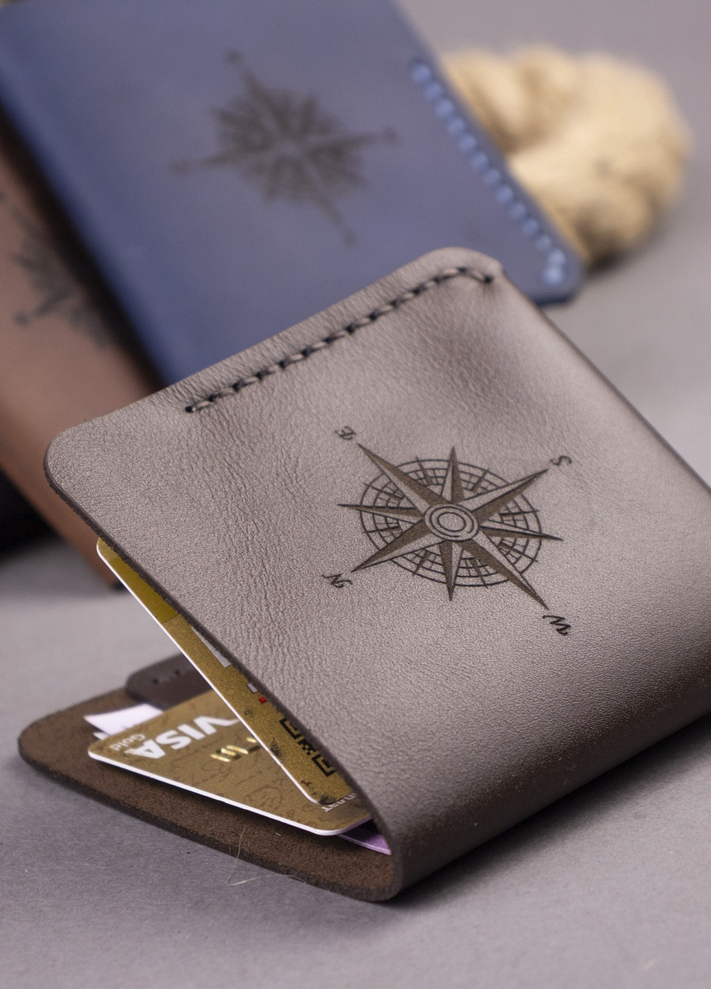 Тонкий дизайнерський гаманець у стилі мінімалізм із натуральної італійської шкіри Anchor Stuff triplet (252664951)