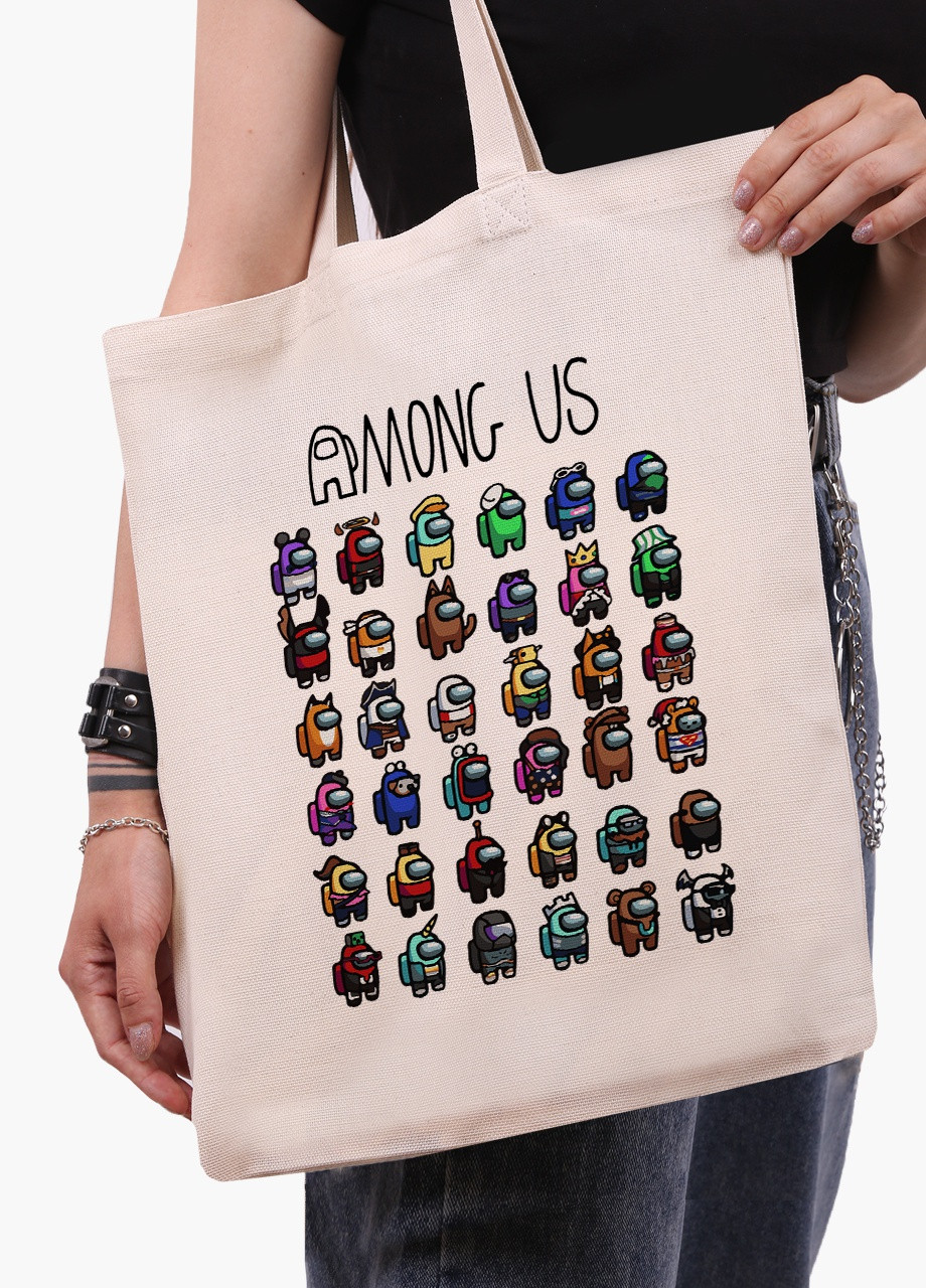 Эко сумка шоппер белая Амонг Ас (Among Us) (9227-2587-WT) экосумка шопер 41*35 см MobiPrint (216642181)