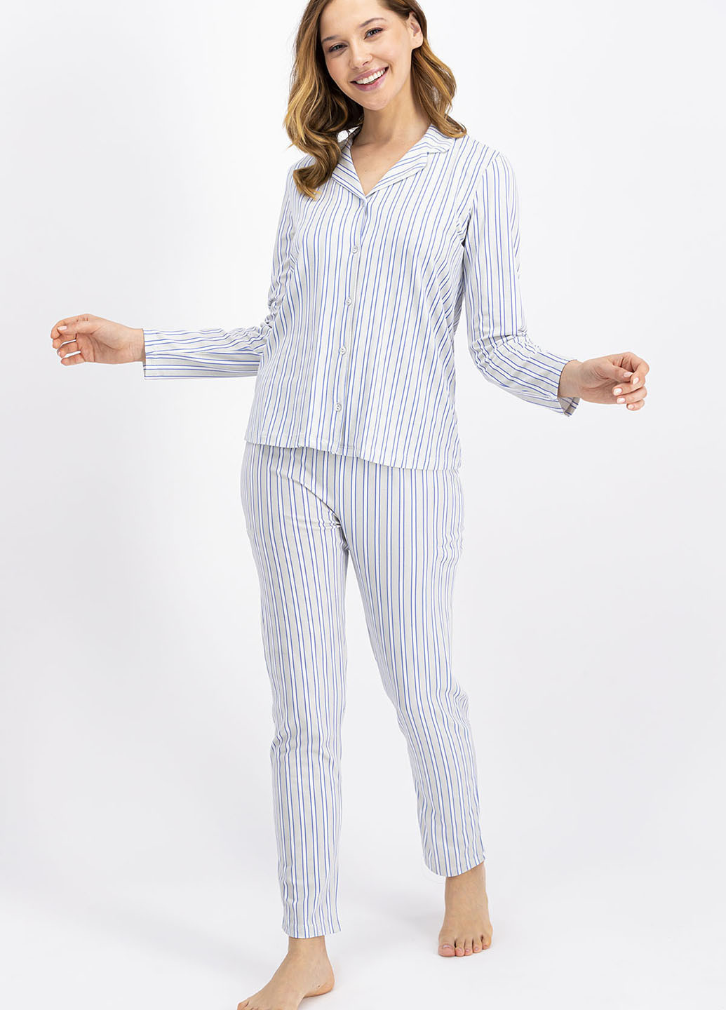 Светло-серая всесезон пижама (рубашка, брюки) рубашка + брюки ECROU