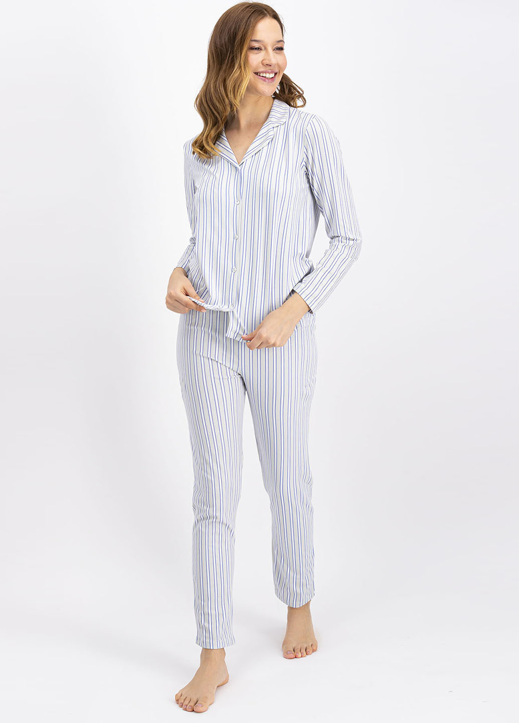 Светло-серая всесезон пижама (рубашка, брюки) рубашка + брюки ECROU