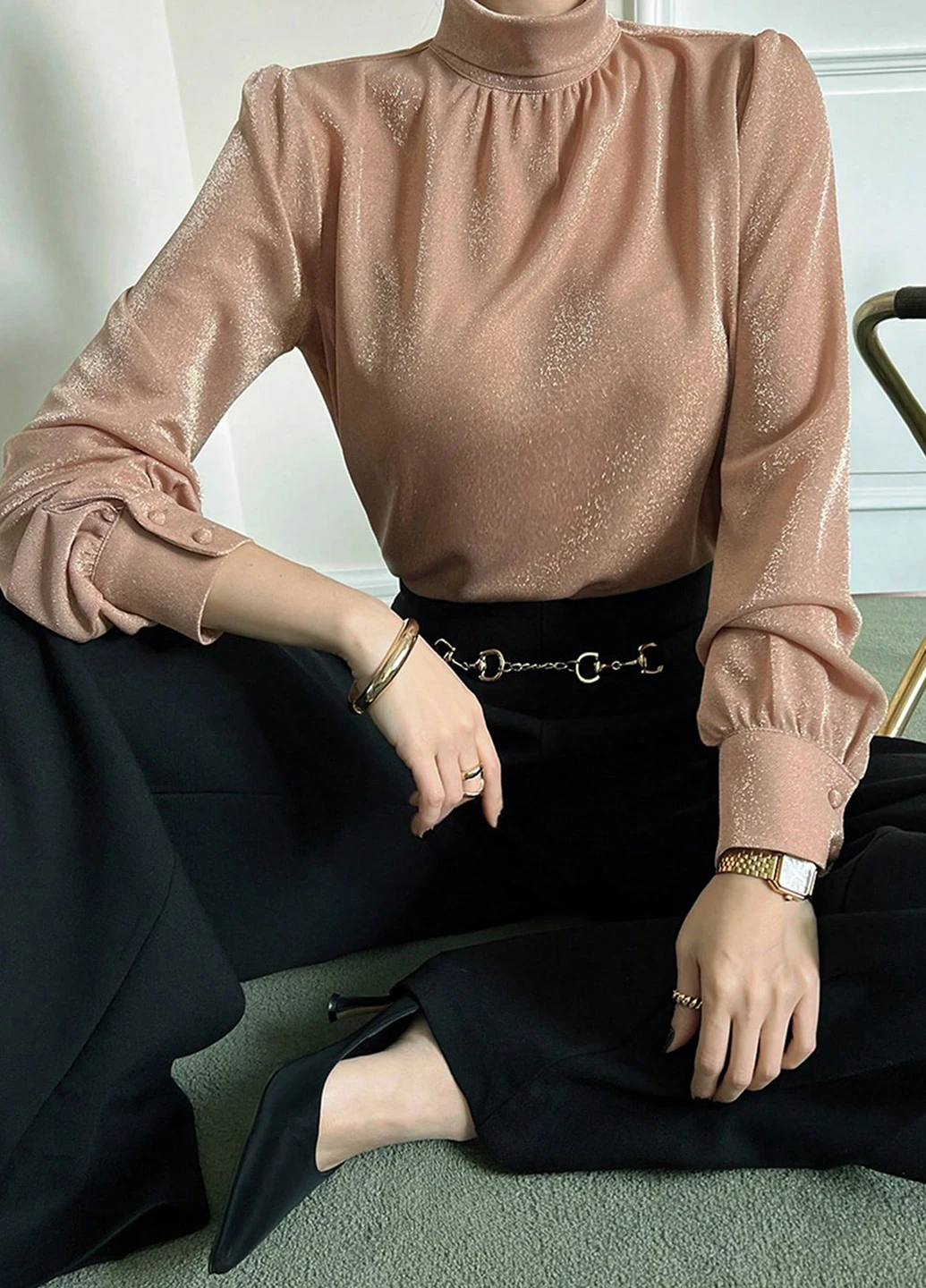 Розово-коричневая блуза SHEIN