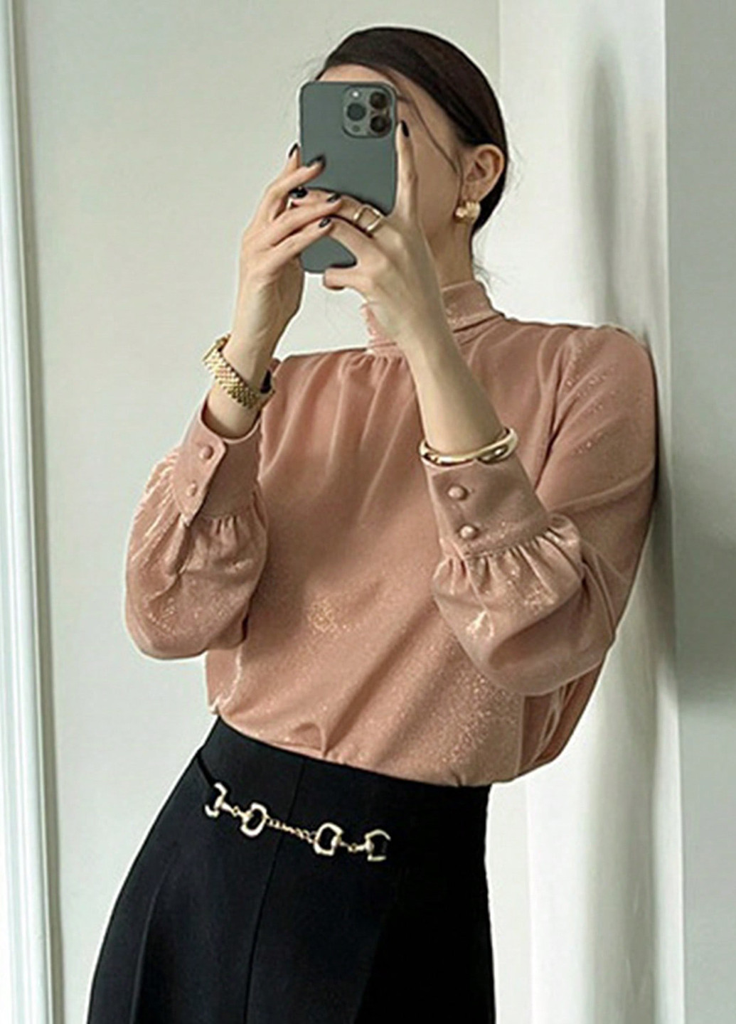 Розово-коричневая блуза SHEIN