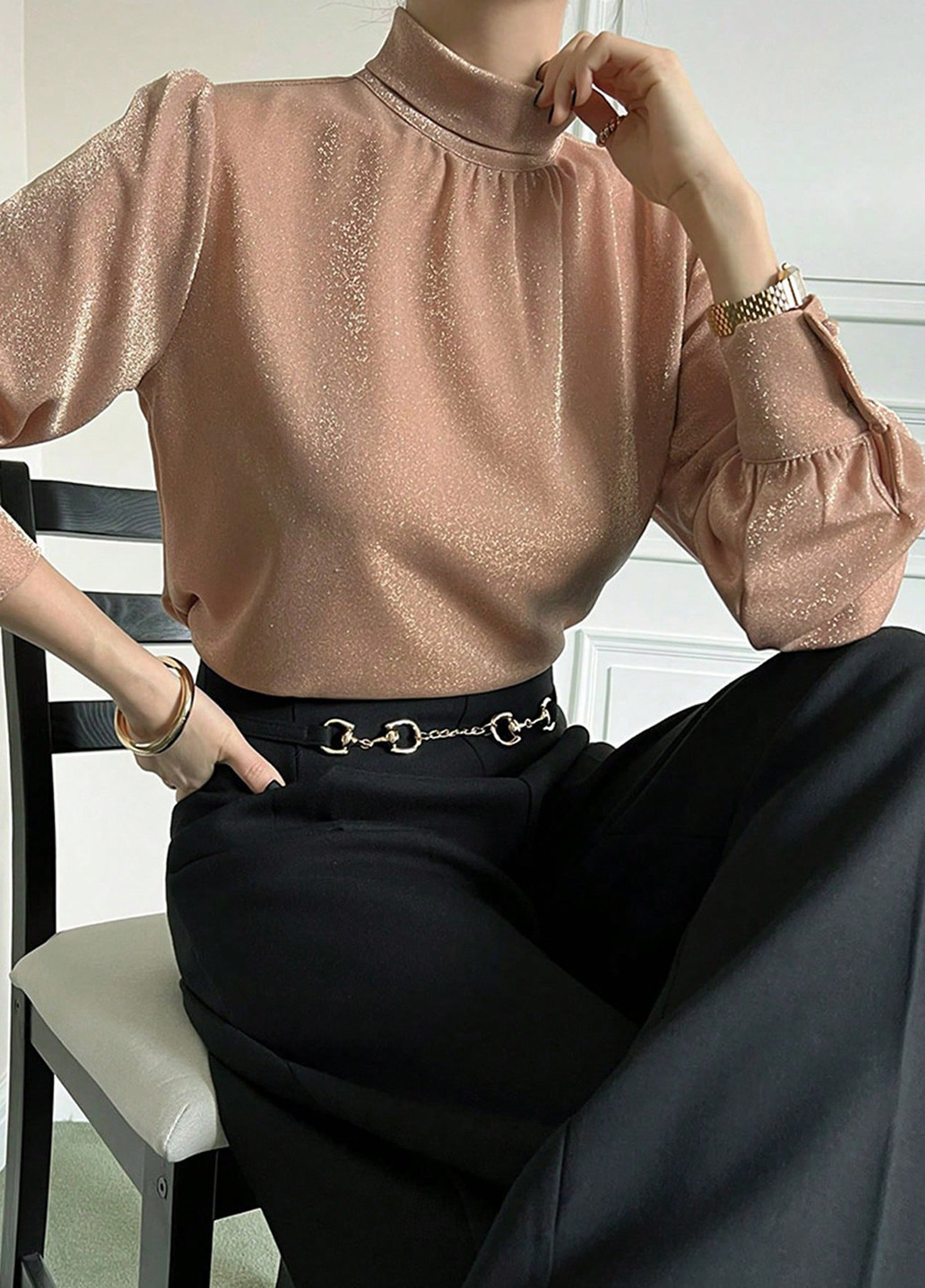 Розово-коричневая блуза SHEIN