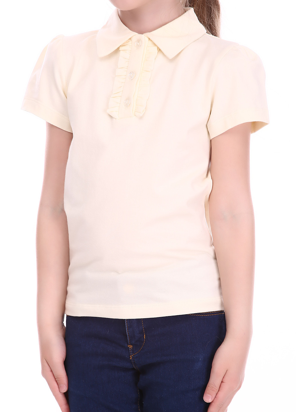 Молочная детская футболка-поло для девочки Vidoli однотонная