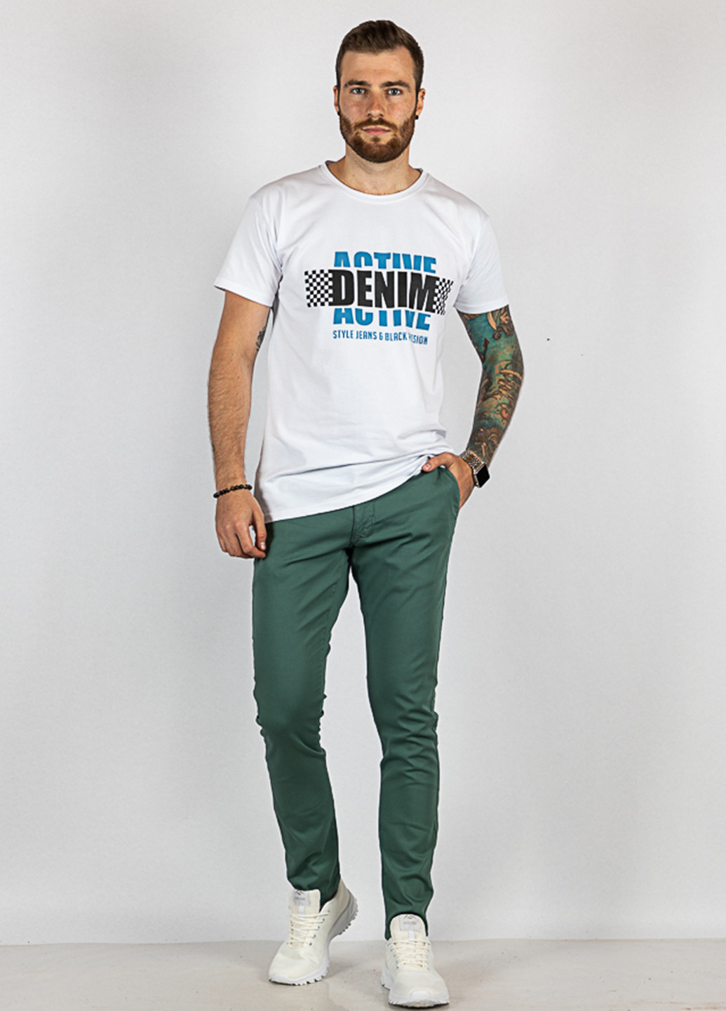 Серо-зеленые кэжуал демисезонные зауженные брюки Time of Style