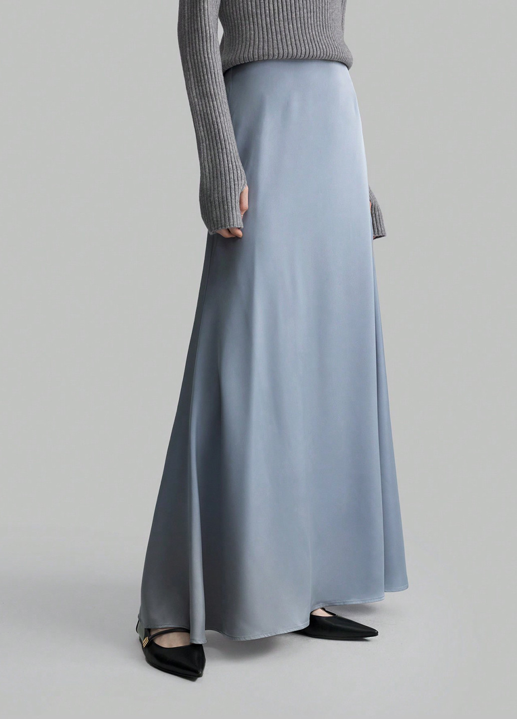 Синяя кэжуал однотонная юбка SHEIN клешированная