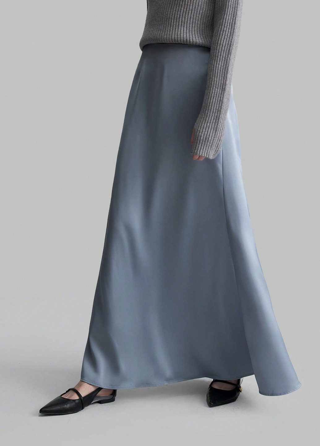 Синяя кэжуал однотонная юбка SHEIN клешированная