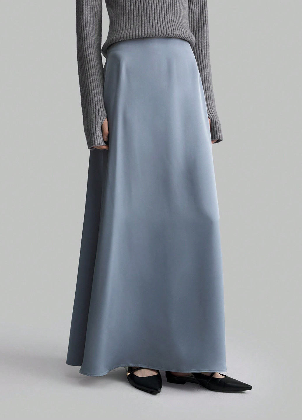 Синяя кэжуал однотонная юбка SHEIN клешированная