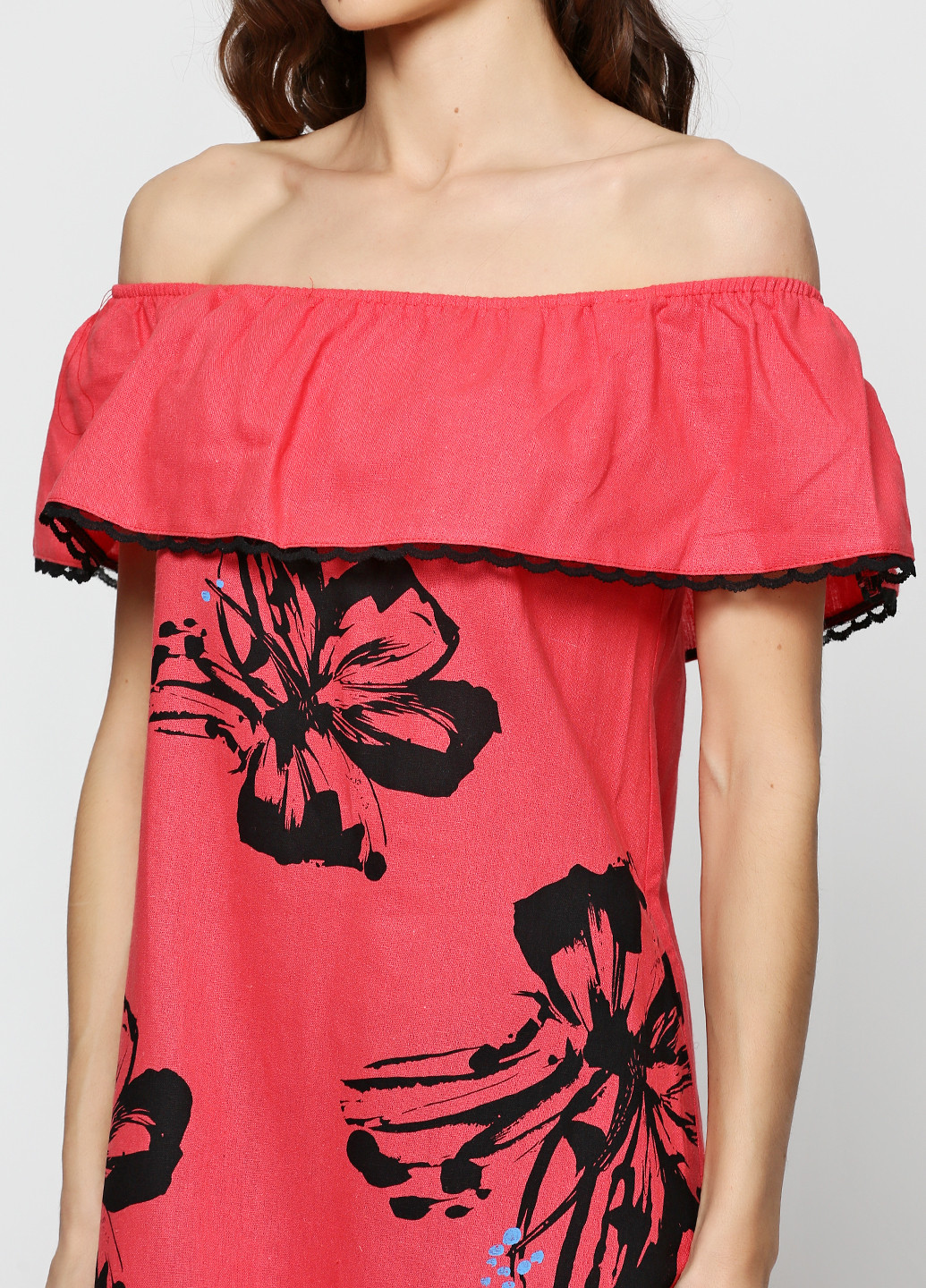 Коралловое кэжуал платье Ruta-S с цветочным принтом