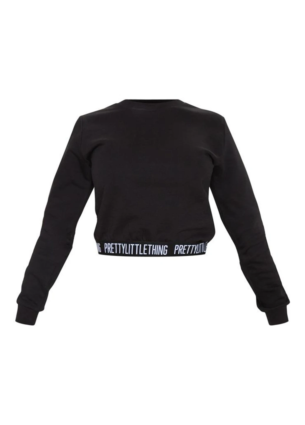 Черный свитшот PrettyLittleThing надпись без декора (254799186)