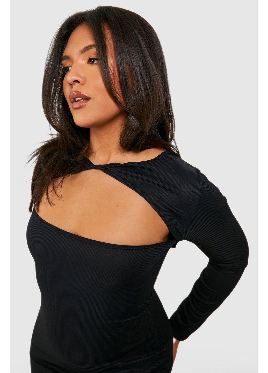 Черное вечернее, кэжуал платье силуэтная, платье-свитер Boohoo однотонное