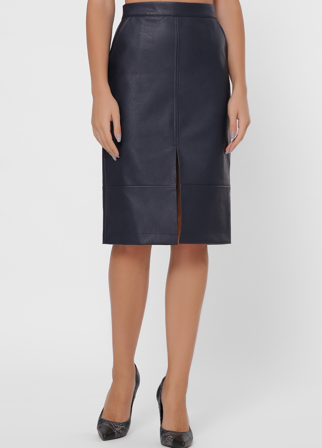 Темно-синяя офисная однотонная юбка Fashion Up карандаш