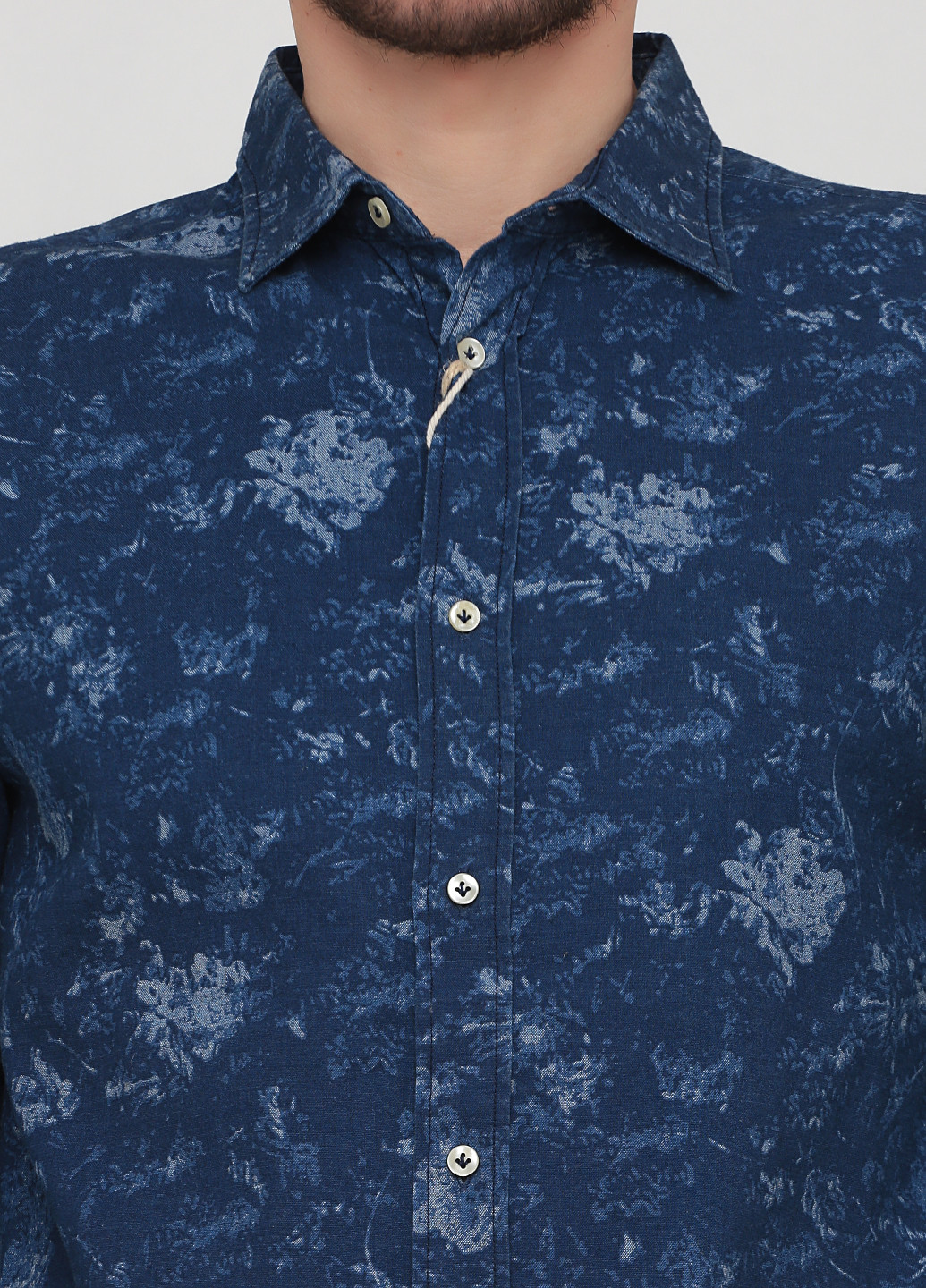 Темно-синяя кэжуал рубашка с цветами JACK&JONES