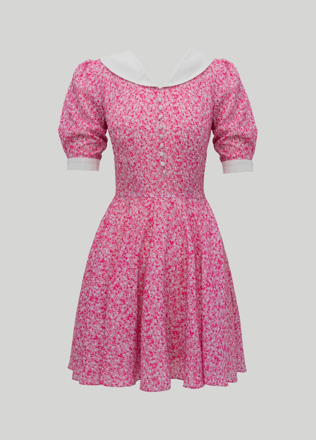 Розовое кэжуал платье клеш Gepur с цветочным принтом