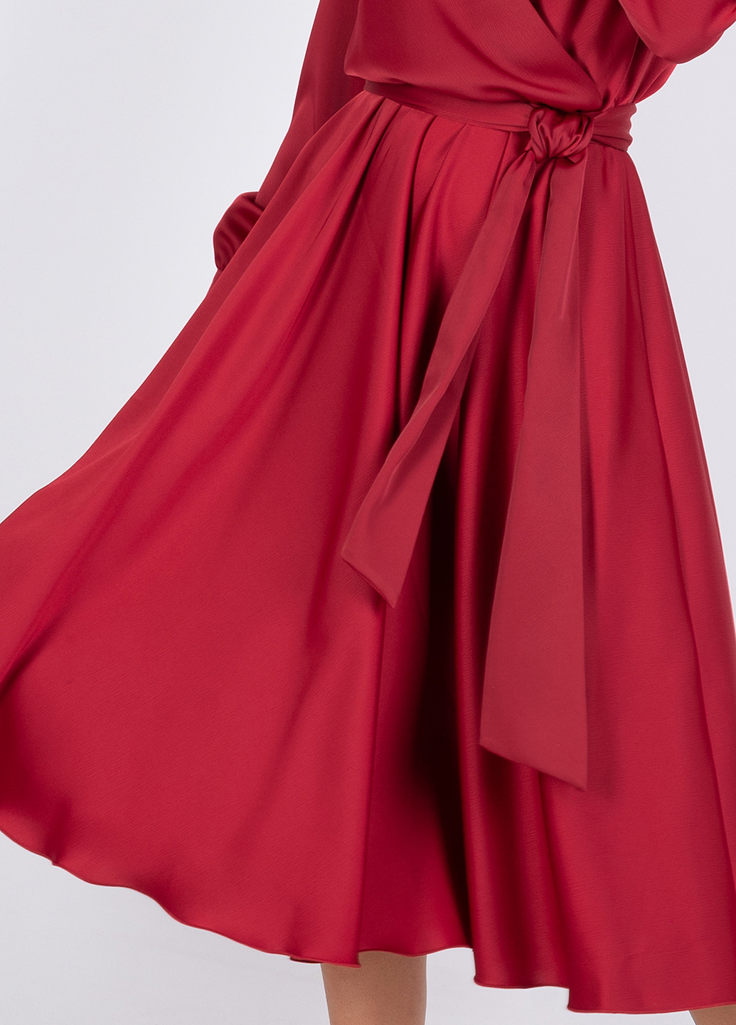 Бордовое кэжуал платье клеш Seam однотонное