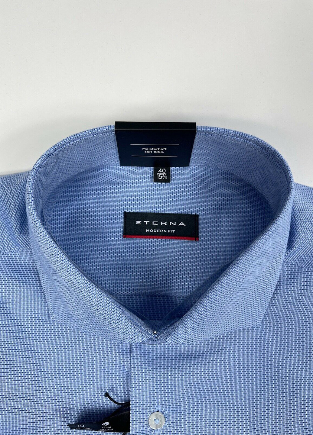 Голубой кэжуал рубашка с геометрическим узором Eterna