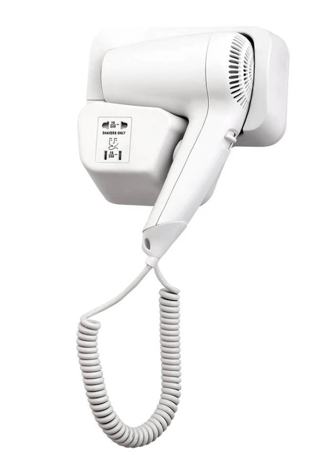 Фен для волосся настінний з розеткою Trento 1200W Білий Trento Sanitary Ware (253961011)