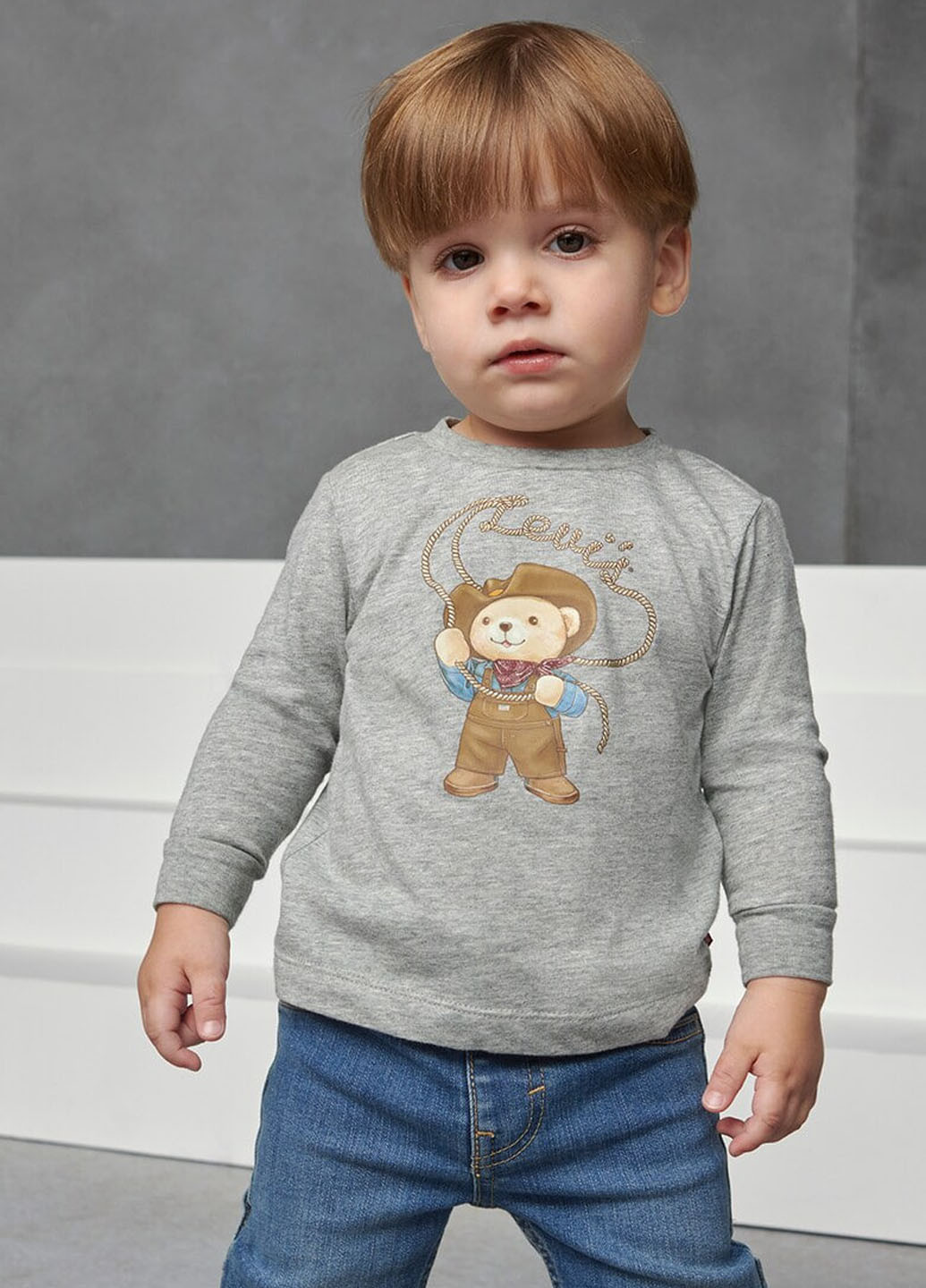 Сіро-синій демісезонний комплект (світшот, джинси) Levi's