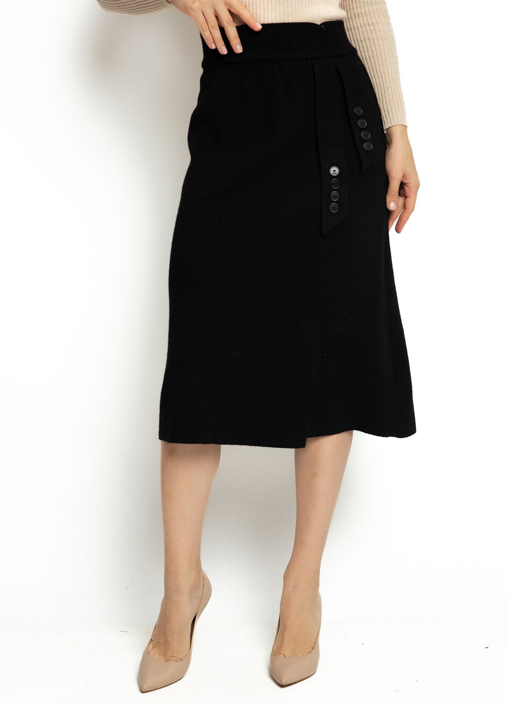 Черная кэжуал однотонная юбка Time of Style а-силуэта (трапеция)