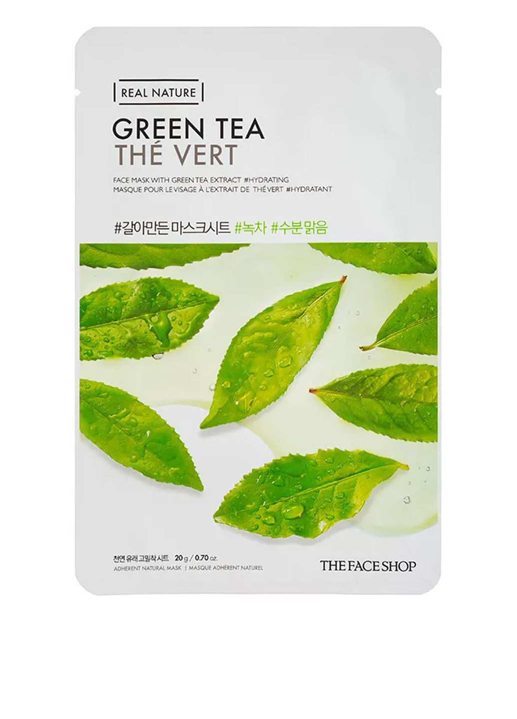 Маска для лица Sheet Green Tea, 20 г REAL NATURE (198195419)