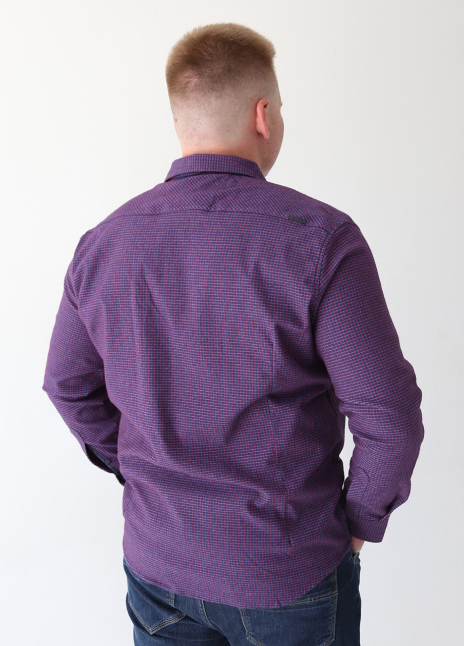 Сорочка чоловіча фіолетова тепла в дрібну клітку Jean Piere приталенная (253780596)