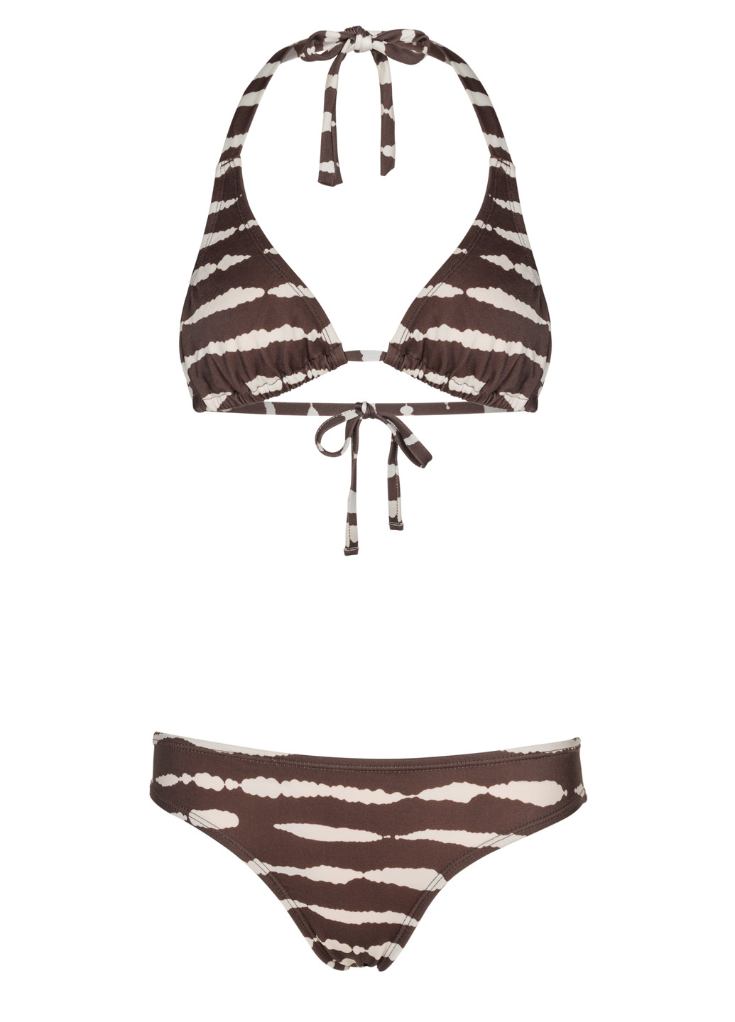 Коричневый летний купальник в полоску раздельный, бикини, халтер Beach Panties