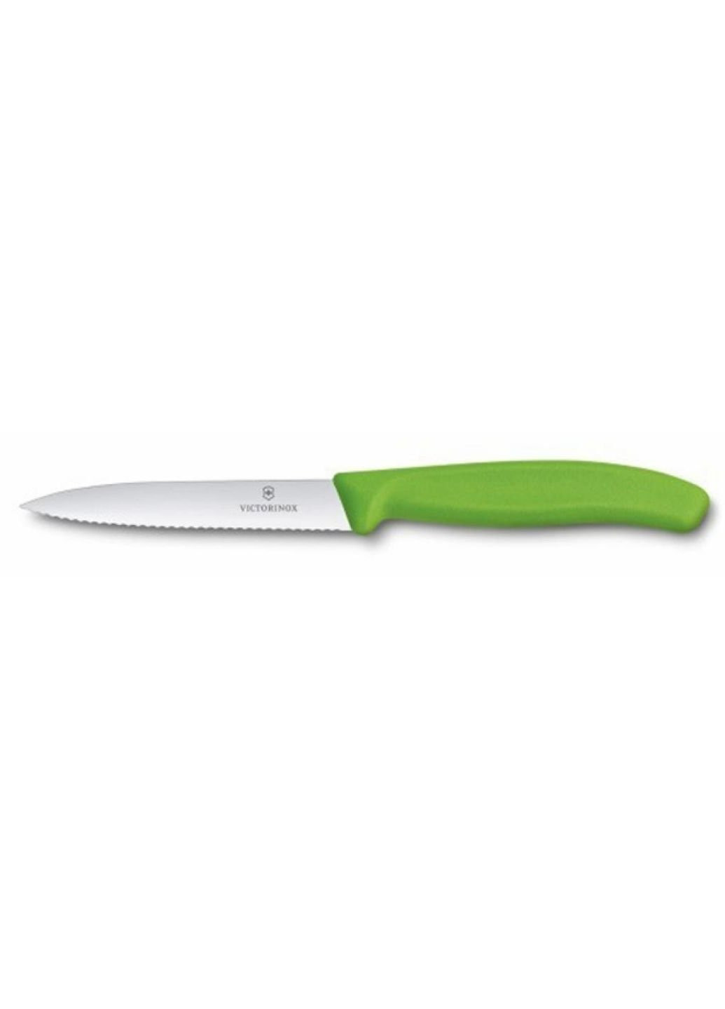 Кухонный нож SwissClassic для нарезки 10 см, волнистое лезвие, зеленый (6.7736.L4) Victorinox (251778088)