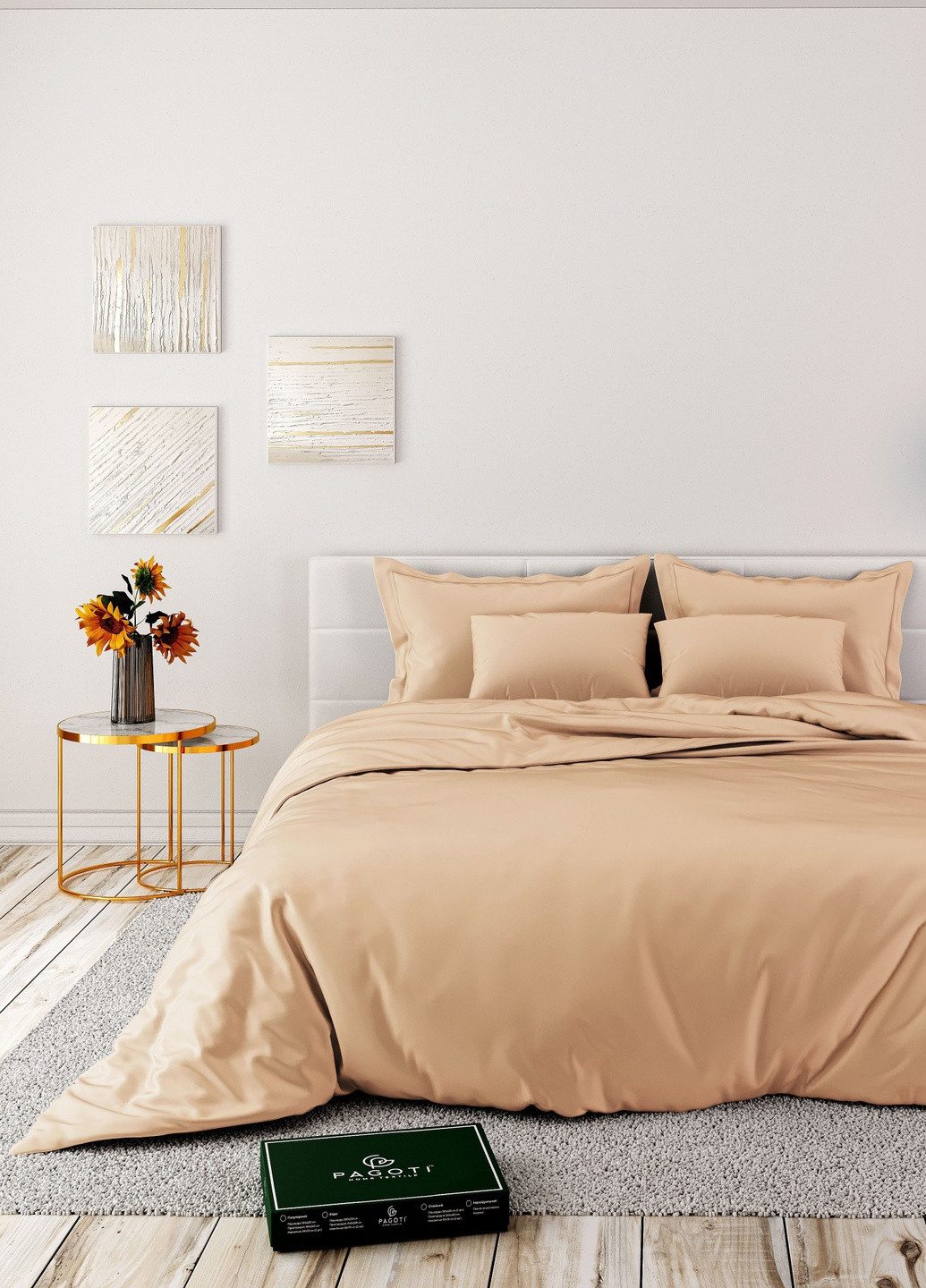 Комплект постільної білизни сатин-люкс Minimal персиковий (двоспальний) PAGOTI (256519424)