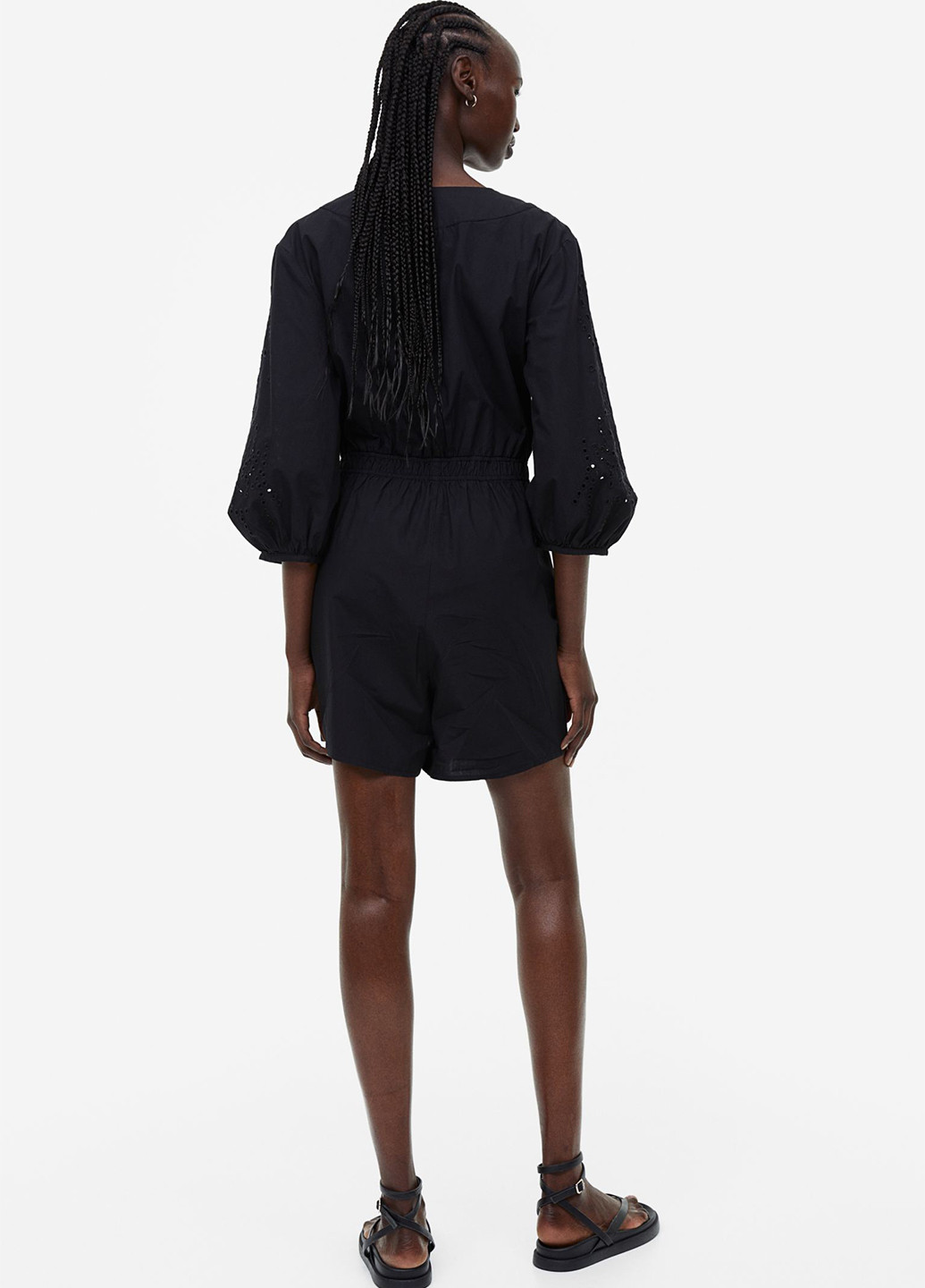 Комбинезон H&M комбинезон-шорты однотонный чёрный кэжуал хлопок