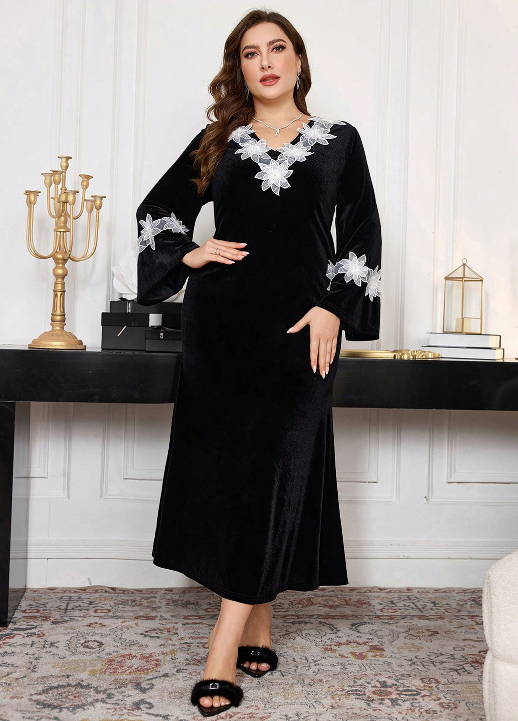 Черное кэжуал, вечернее платье SHEIN однотонное