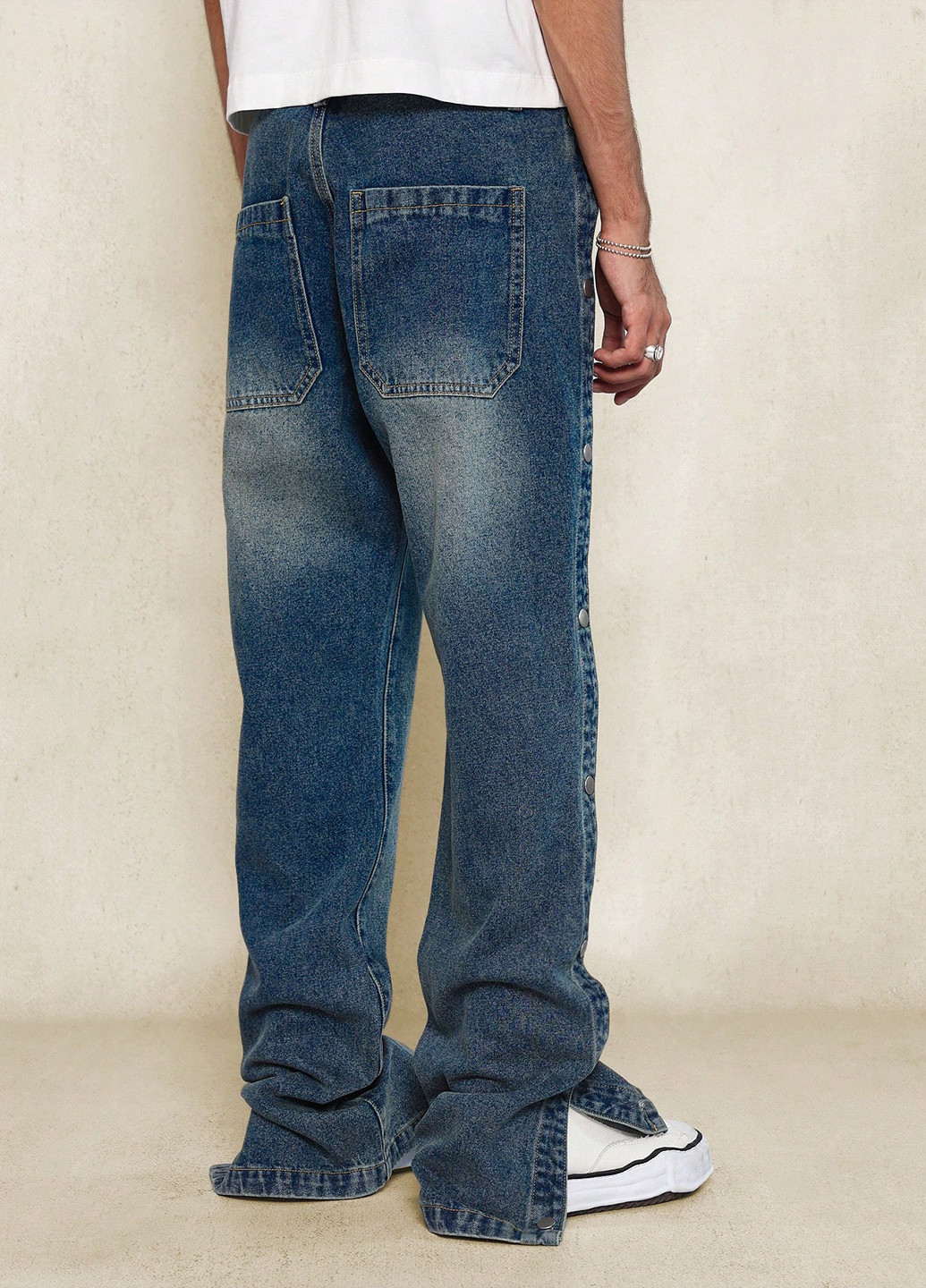 Серо-синие демисезонные прямые джинсы SHEIN