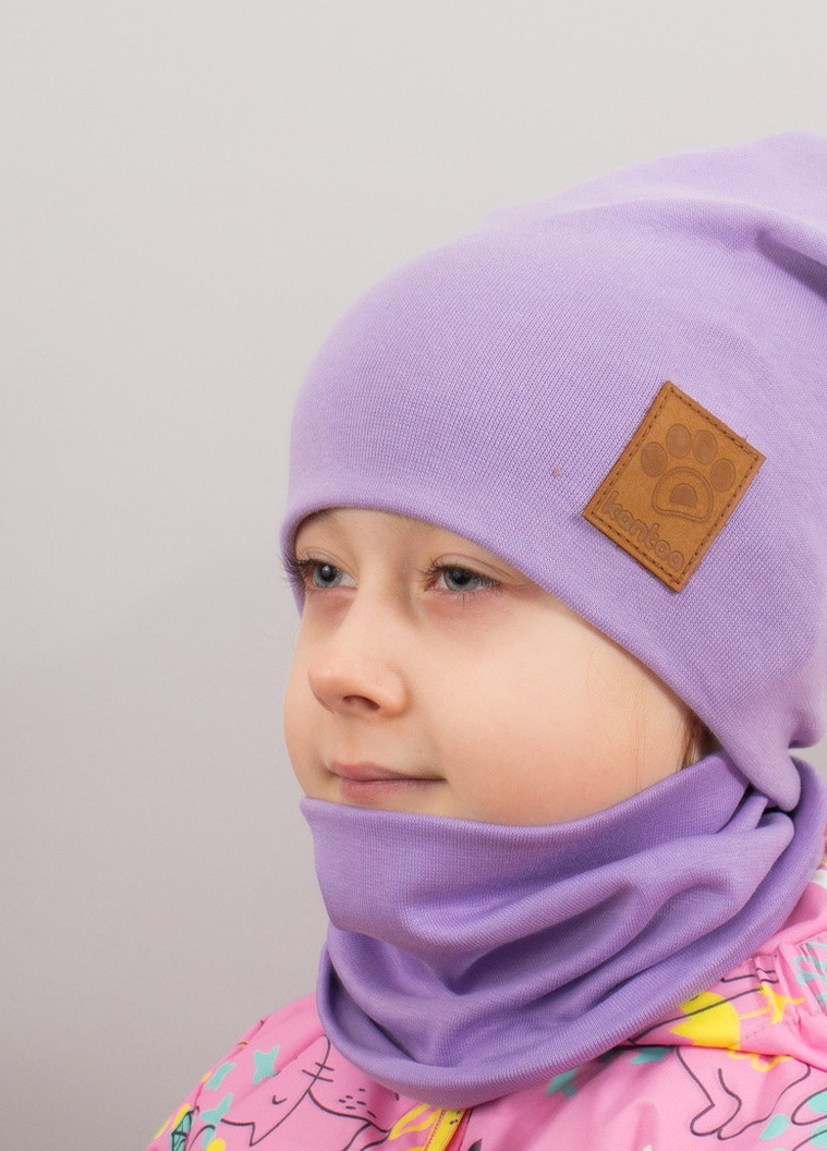 Детская шапка с хомутом КАНТА "Лапка" размер 52-56 сиреневый (OC-173) Канта (222439524)