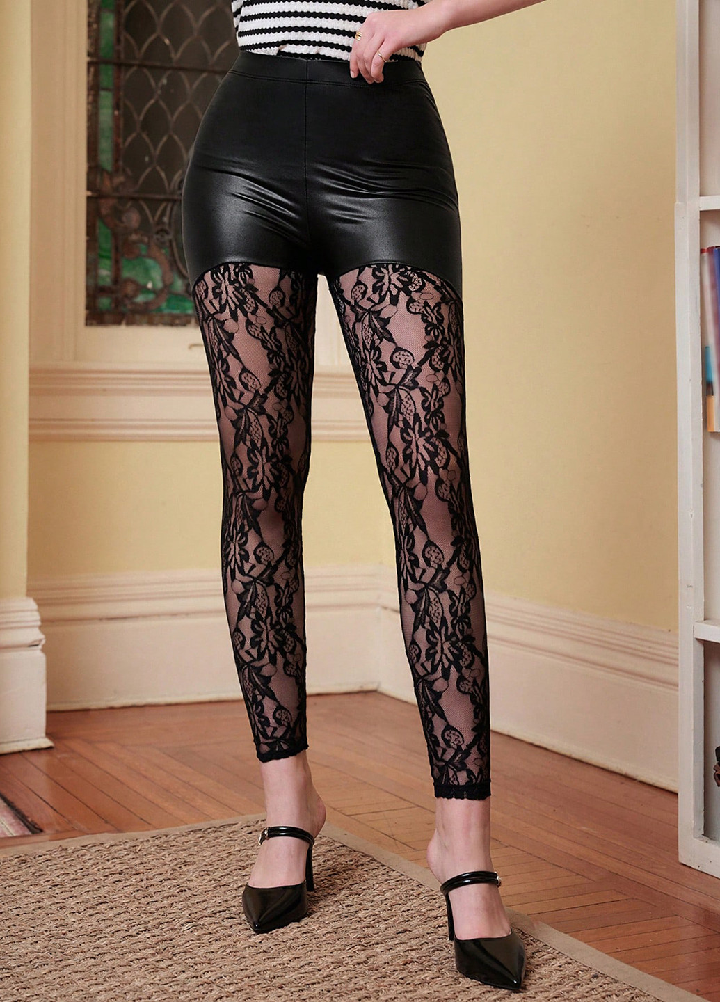 Черные летние леггинсы SHEIN