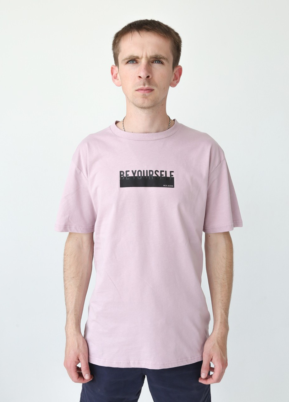 Розовая футболка мужская розовая широкая с принтом JEANSclub Свободная