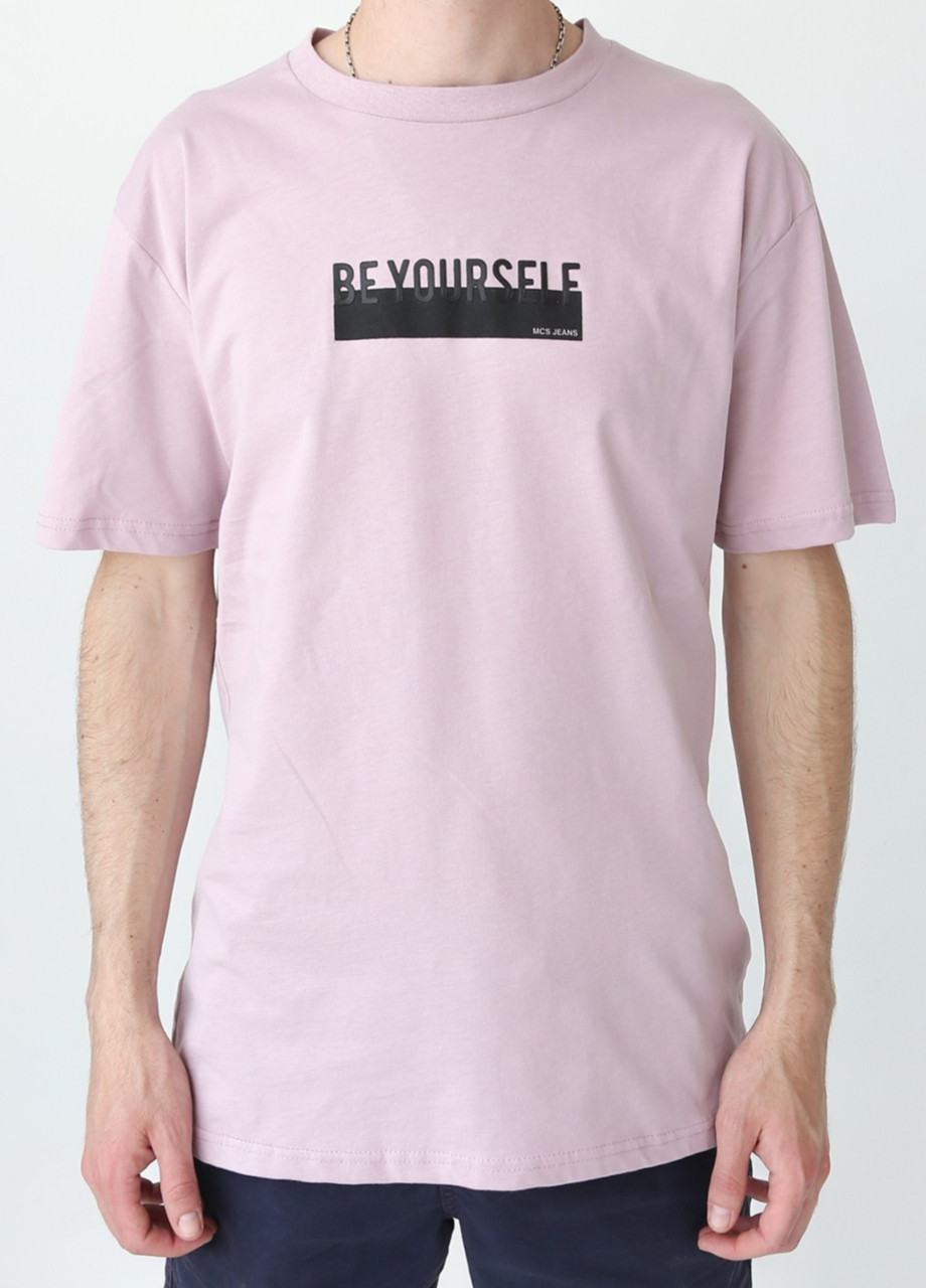 Розовая футболка мужская розовая широкая с принтом JEANSclub Свободная