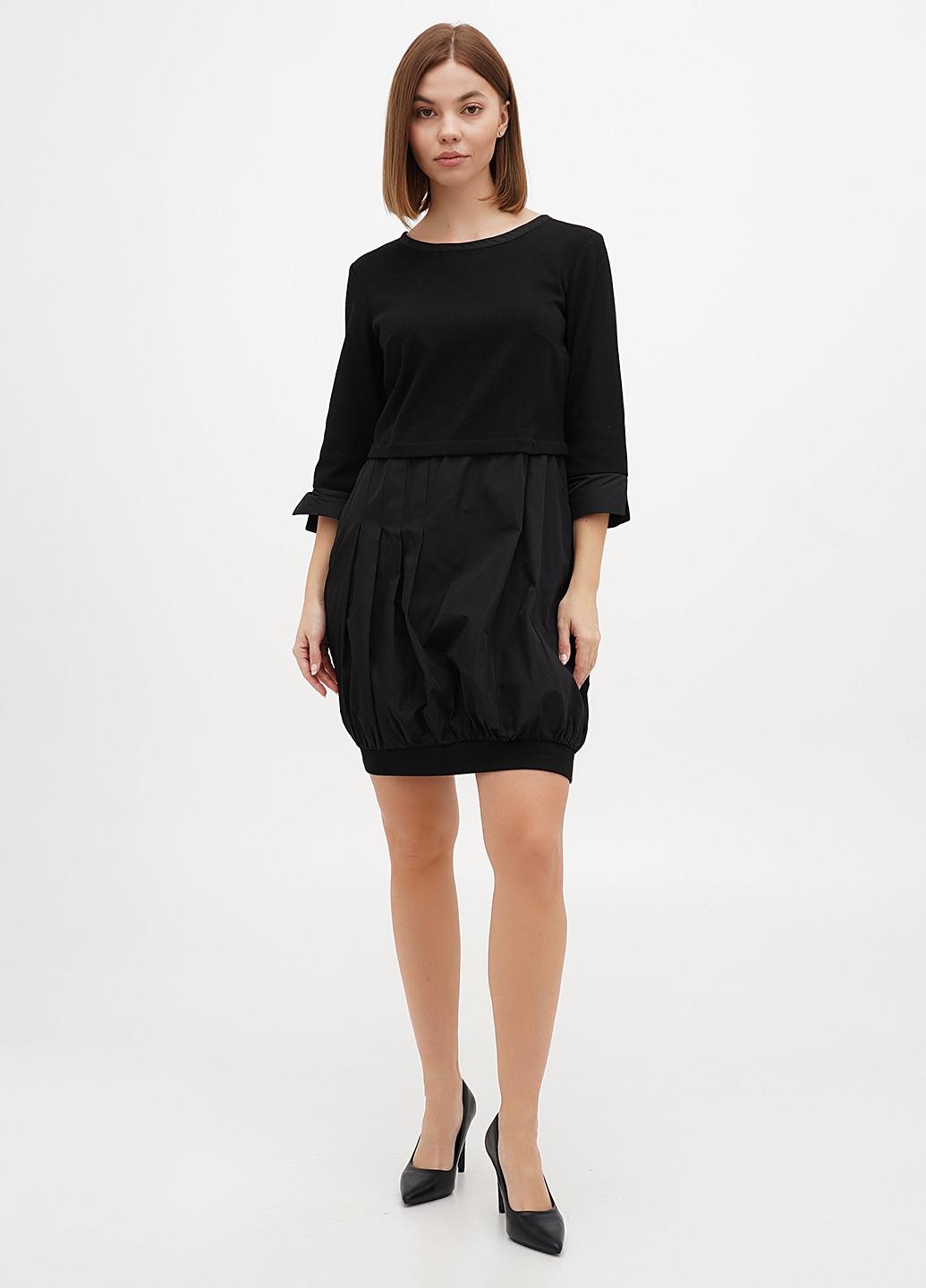 Чорна вечірня, кежуал сукня балон Sassofono однотонна