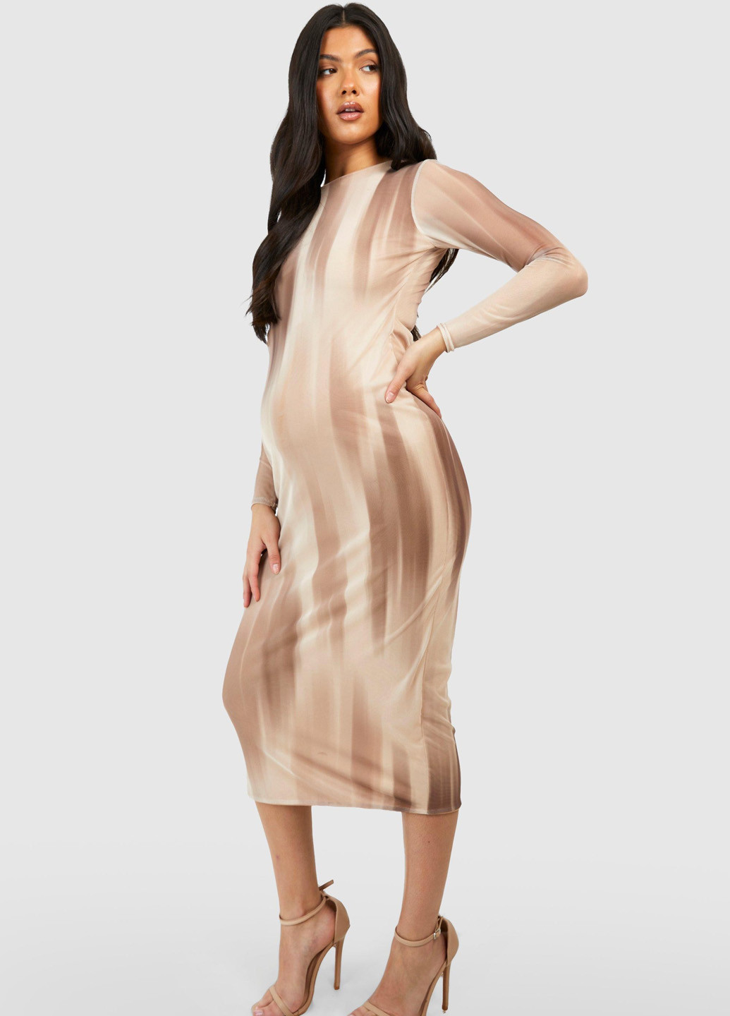 Бежевое кэжуал платье для беременных футляр Boohoo с абстрактным узором