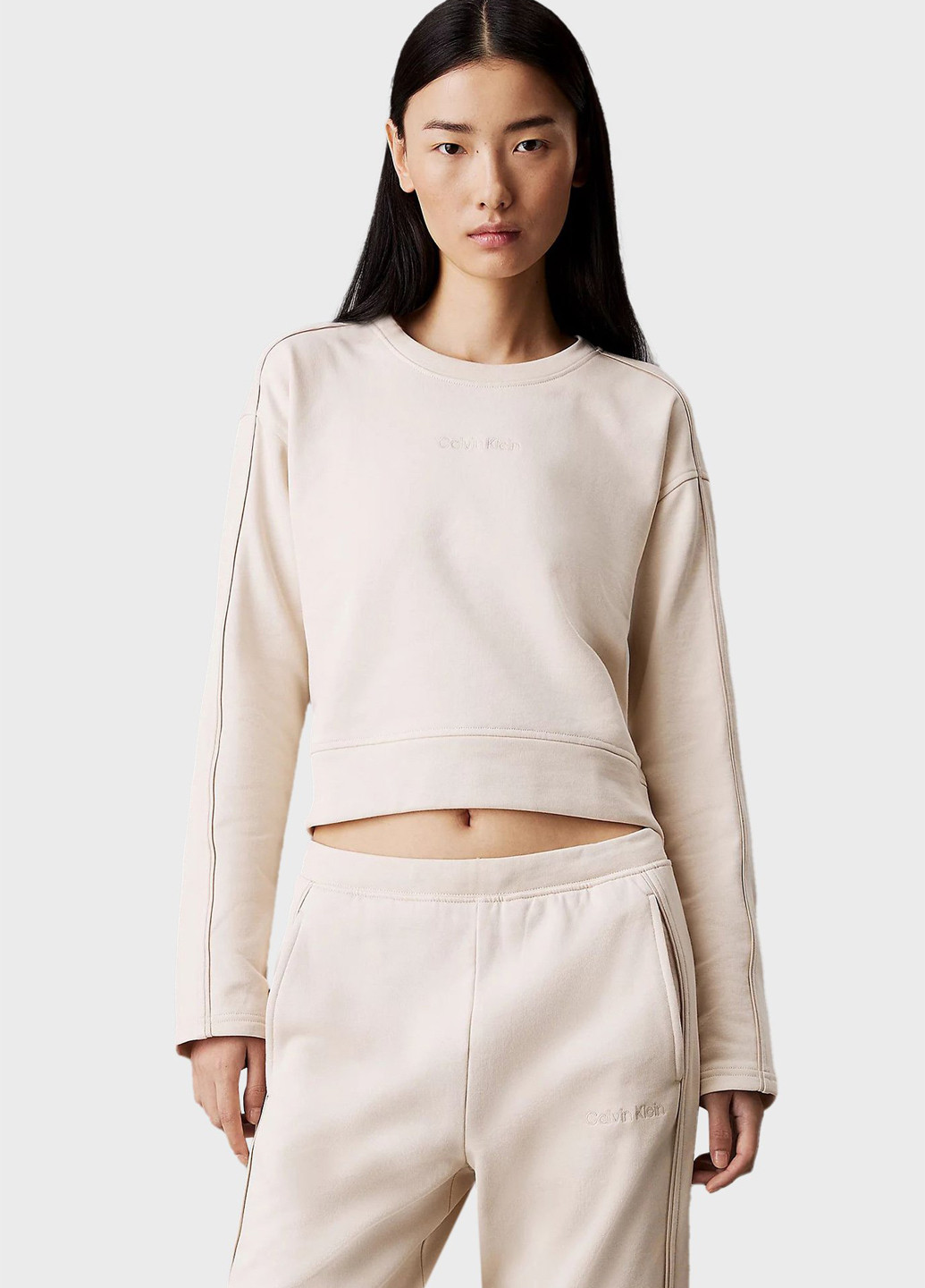 Кремовий світшот Calvin Klein логотип вишивка (366424619)