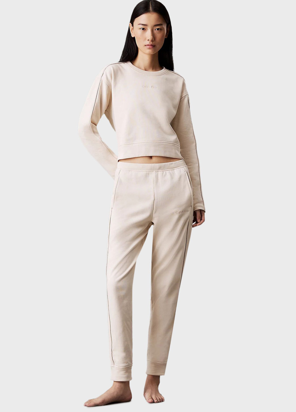 Кремовий світшот Calvin Klein логотип вишивка (366424619)