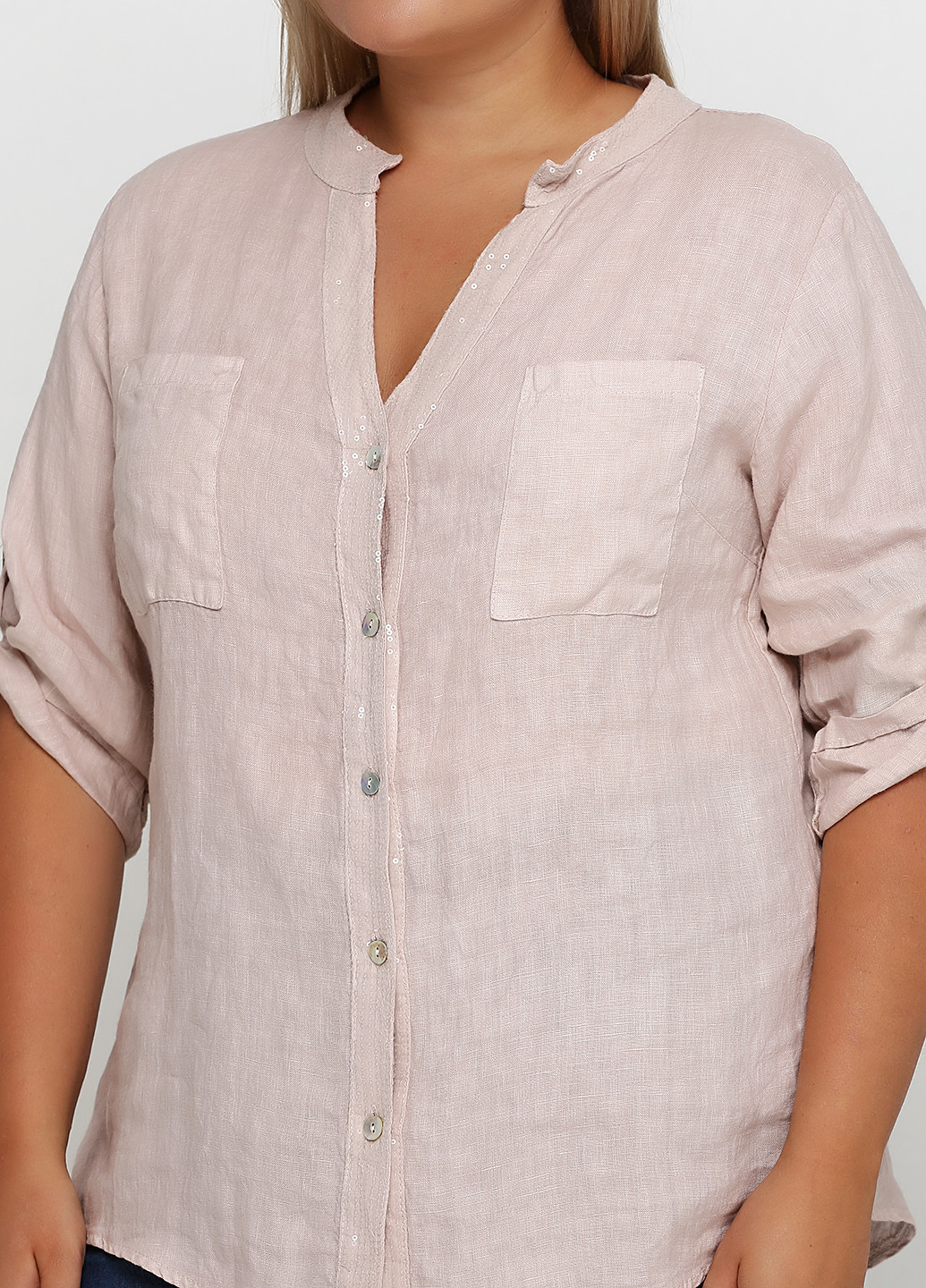 Пудровая кэжуал рубашка однотонная Puro Lino